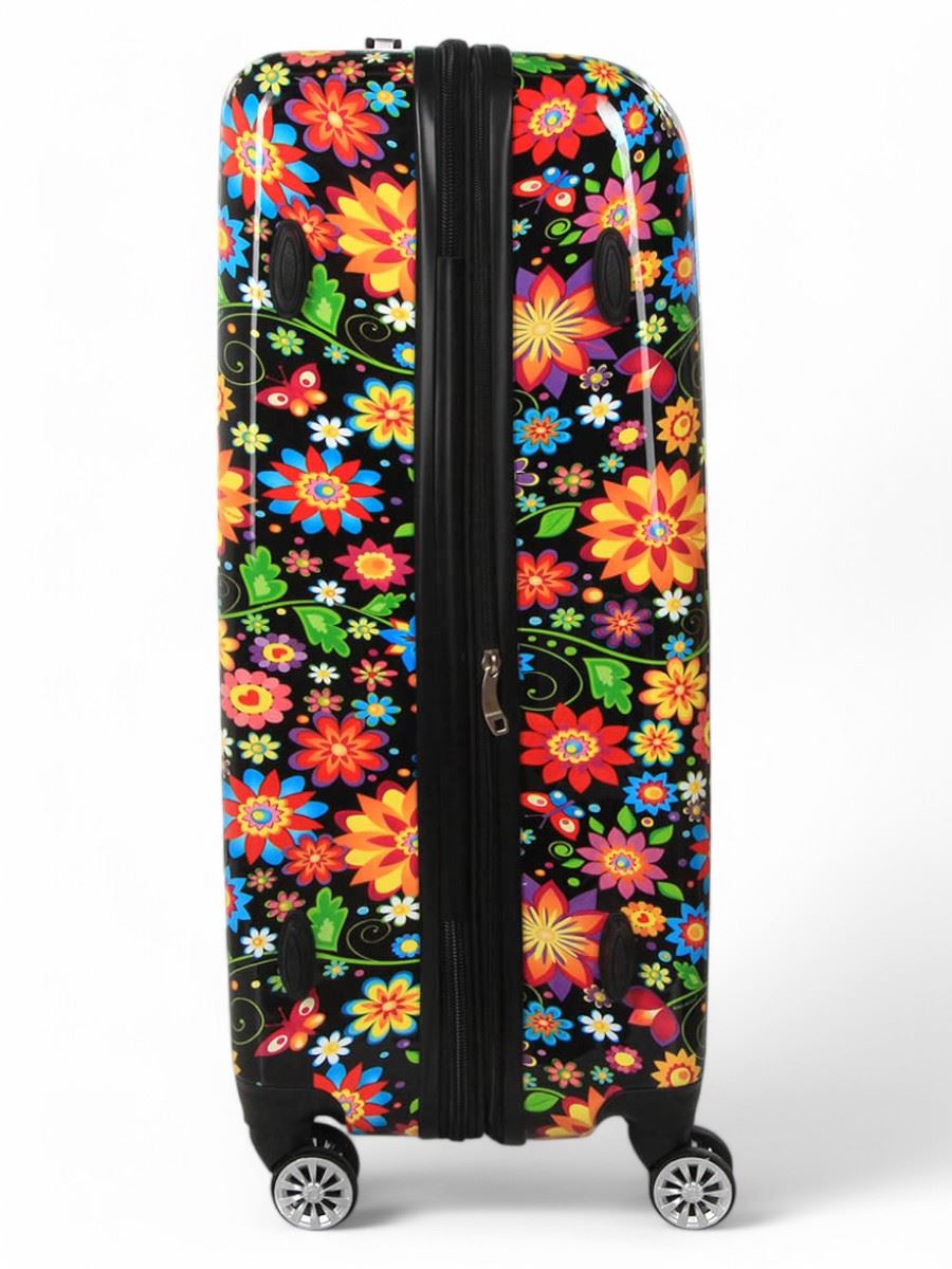 Ballina Large Hard Shell Suitcase in Black Flower