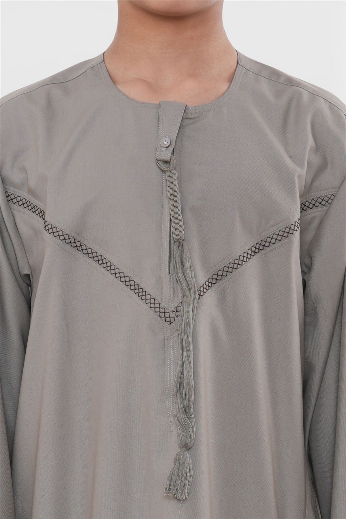 Kids Boys Moroccan Embroidered Djellaba Islamic Jubba Robe Tassel Ramadan Thobe