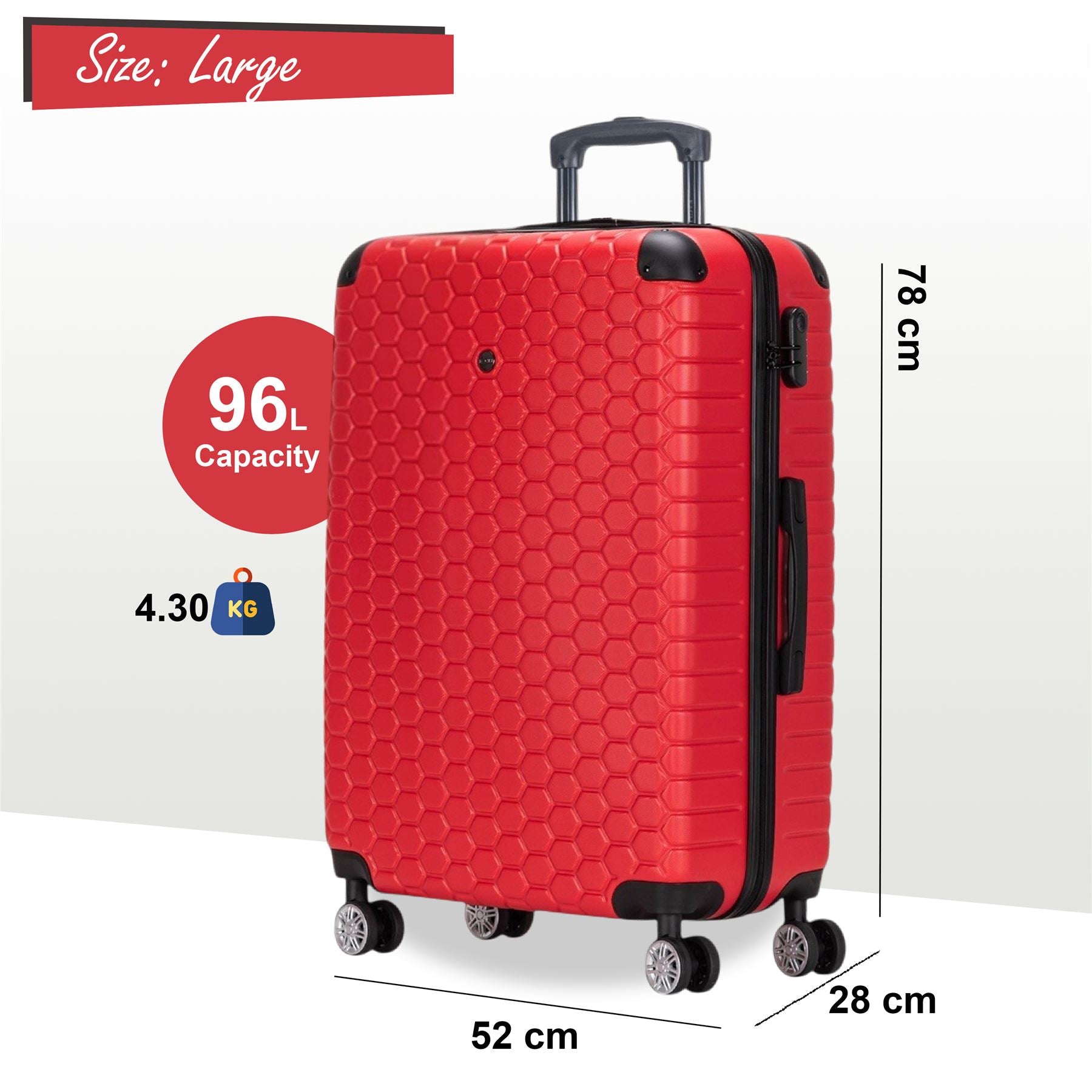 Noda Large Hard Shell Suitcase in Red