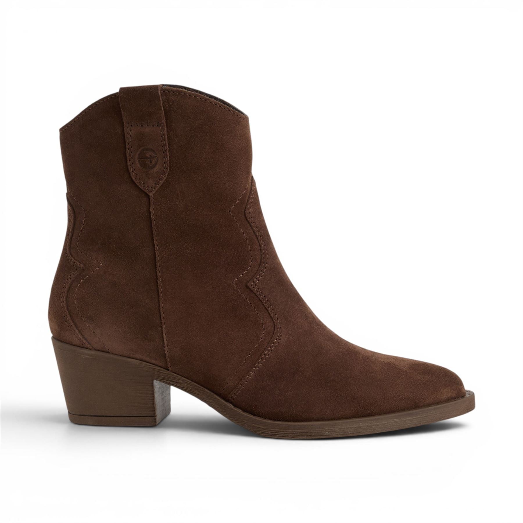 Tamaris Women’s Brown Suede Leather Cowboy Western Ankle Boots - 25702-41