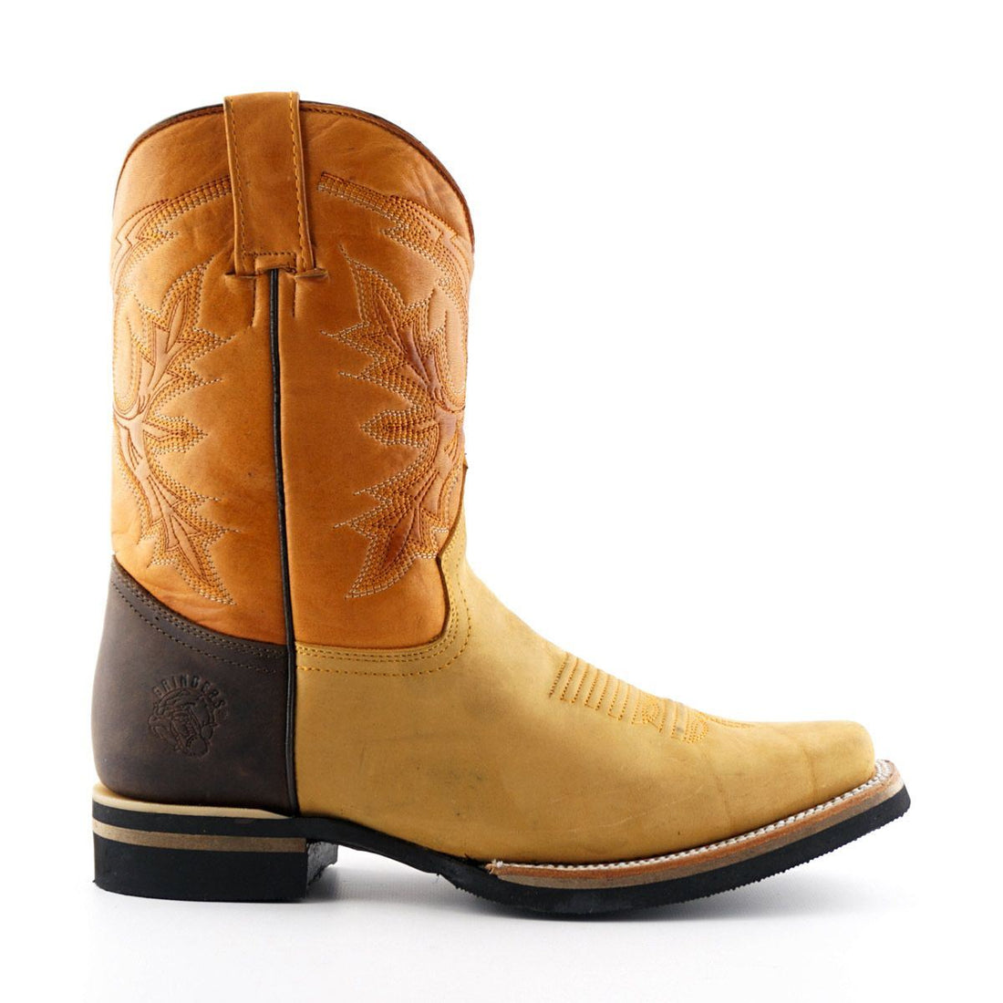 Grinders Tan Mid-Calf Cowboy Leather Boots- El Paso - Upperclass Fashions 