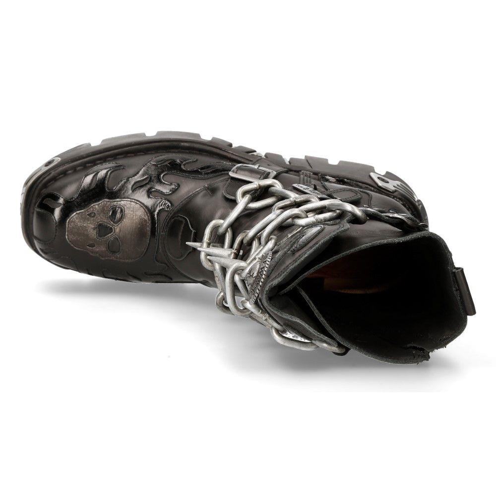 New Rock Black Spiked Mid-Calf Gothic Boots-727-S1