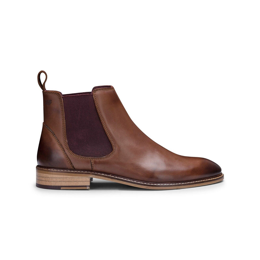 Mens Chestnut-Brown Leather Classic Chelsea Boots - Upperclass Fashions 