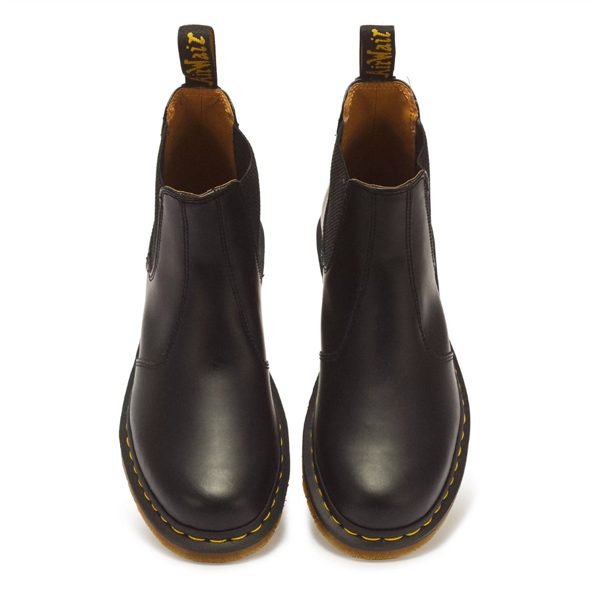 Dr Martens 2976 Yellow Stitch Black Leather Chelsea Boots - 22227001