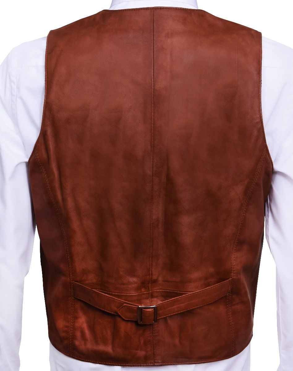 Mens Classic Leather Waistcoat-Grantham