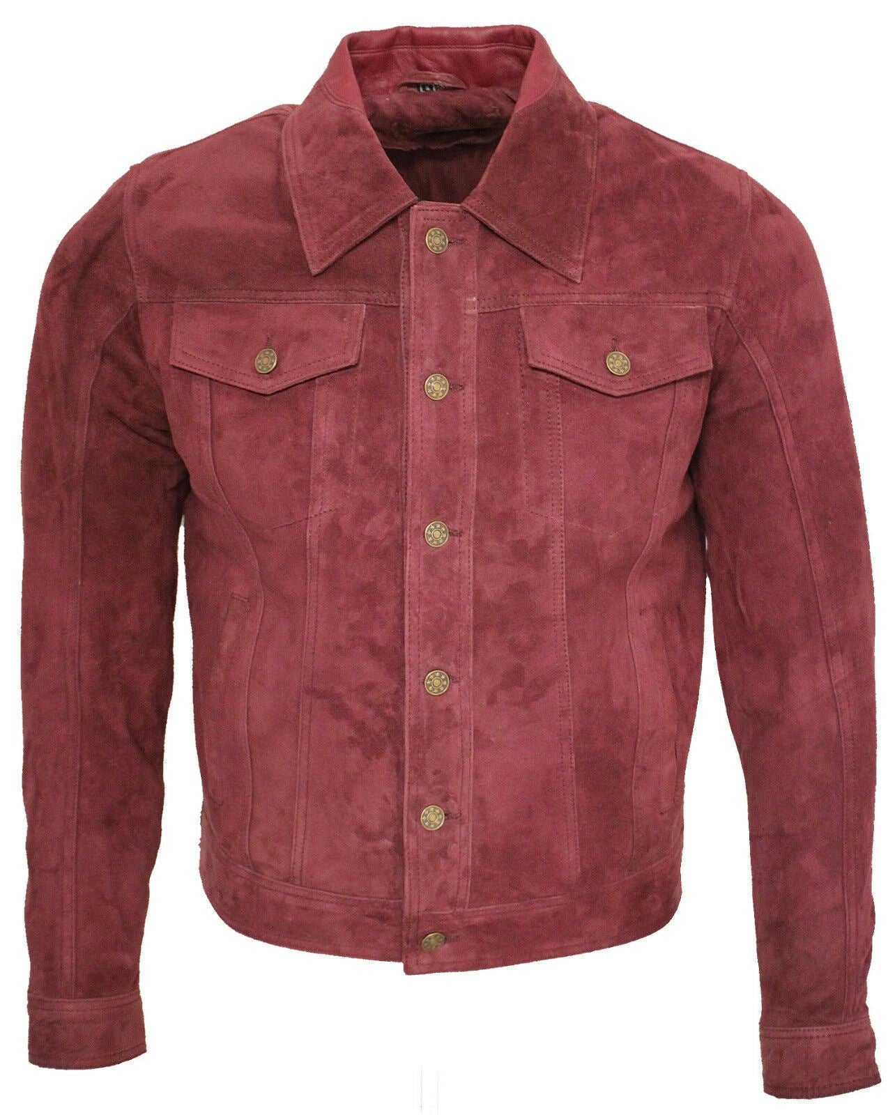 Mens Suede Leather Trucker Jacket-Dartmouth