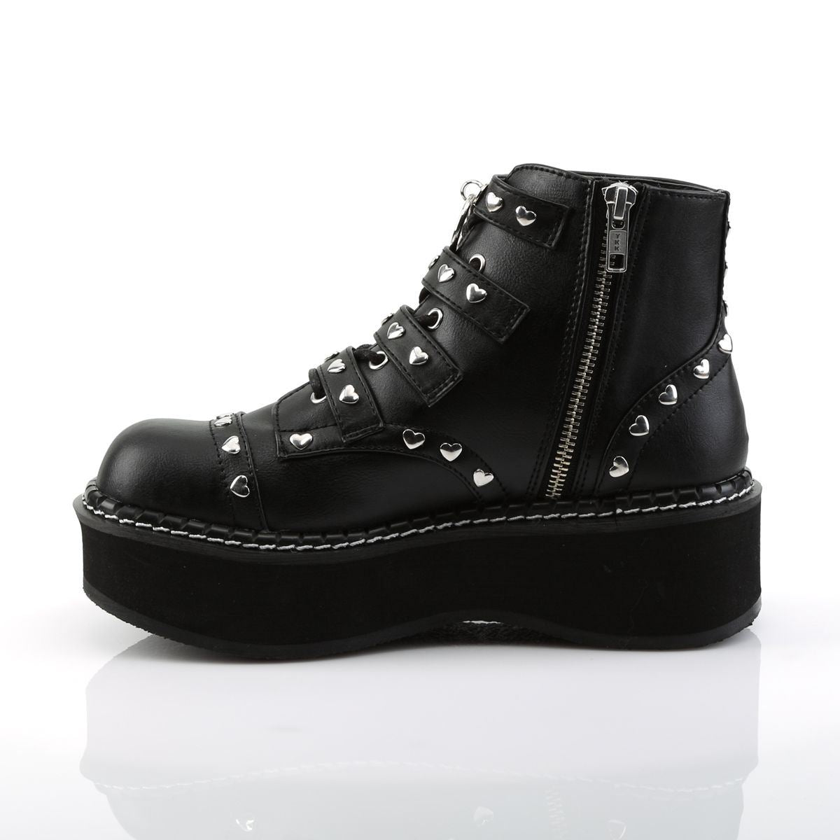 Demonia Emily 315 Black Studded Ankle Boots