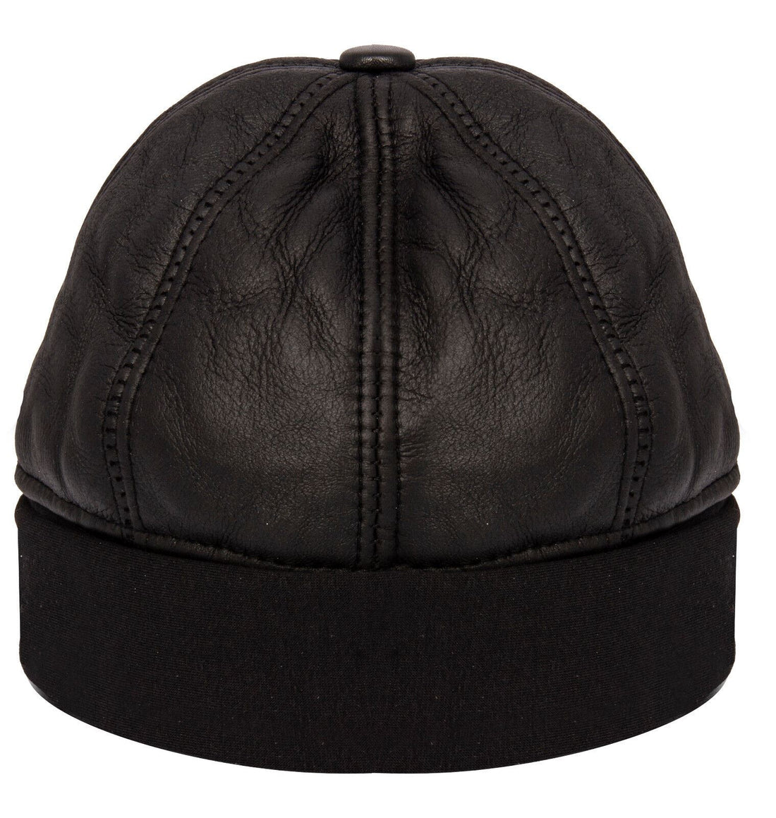 Mens Leather Black Beanie Hat 100% Sheepskin Winter 6 Panel Hat One size - Upperclass Fashions 
