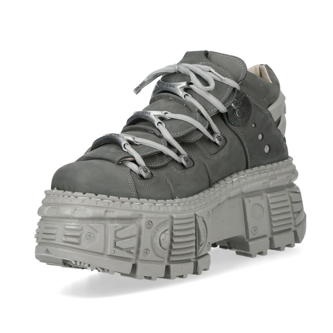 New Rock M-106WALL-C63 Grey Leather Urban Gothic Ankle Boots