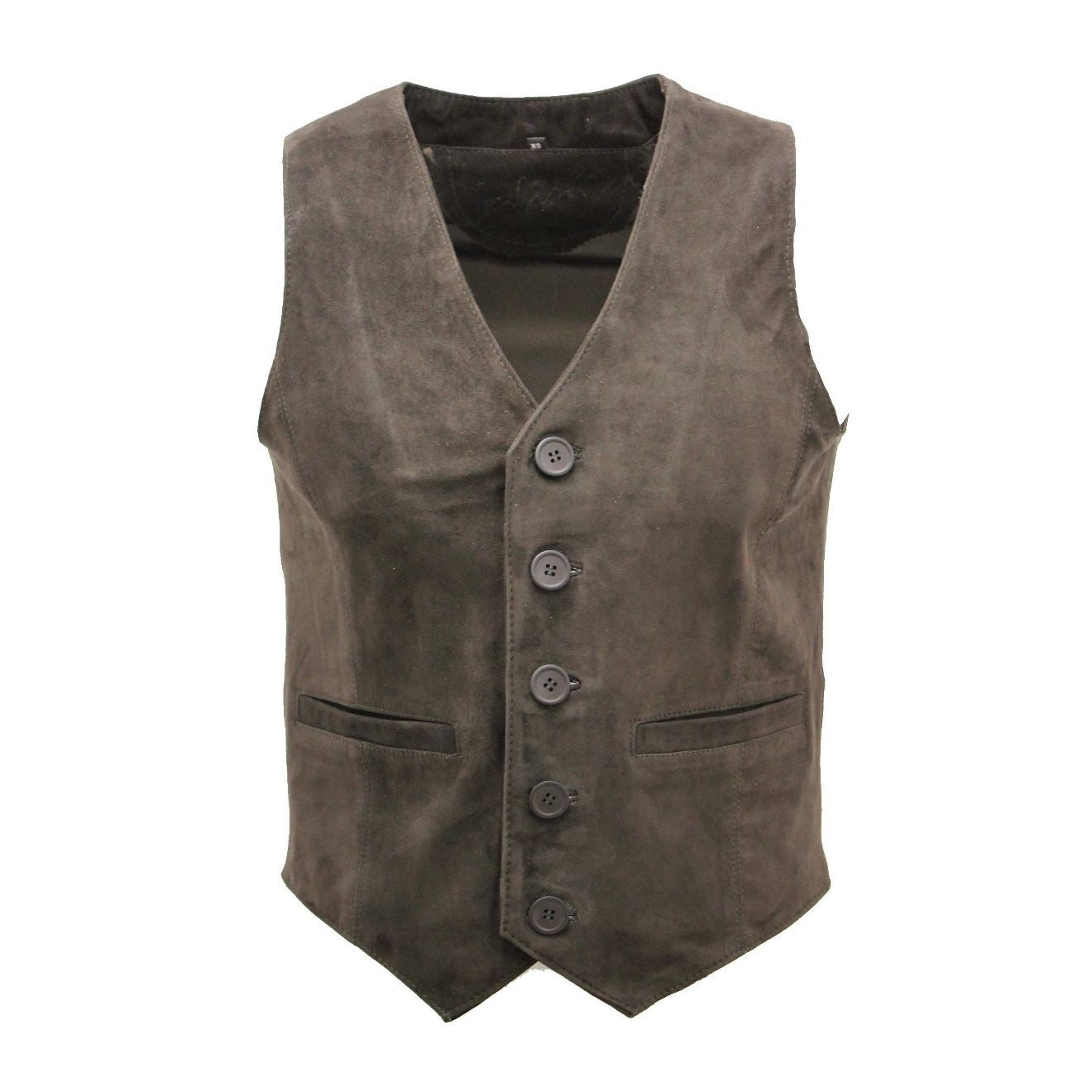 Mens Soft Suede Leather Waistcoat-Grays
