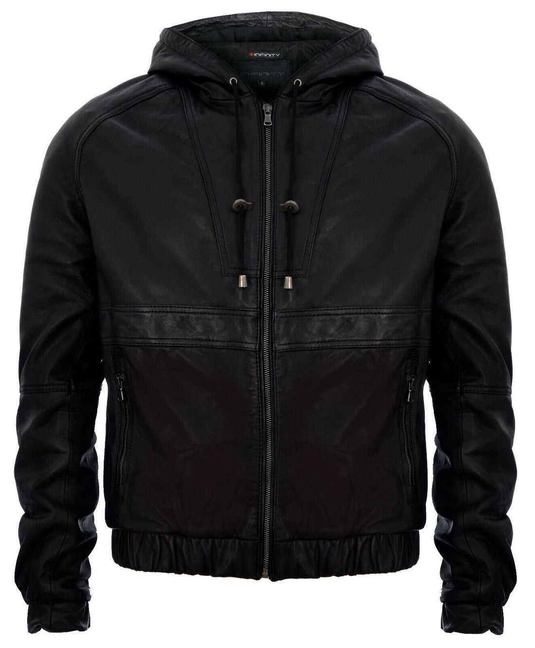 Mens Leather Hooded Bomber Jacket-Chorley - Upperclass Fashions 