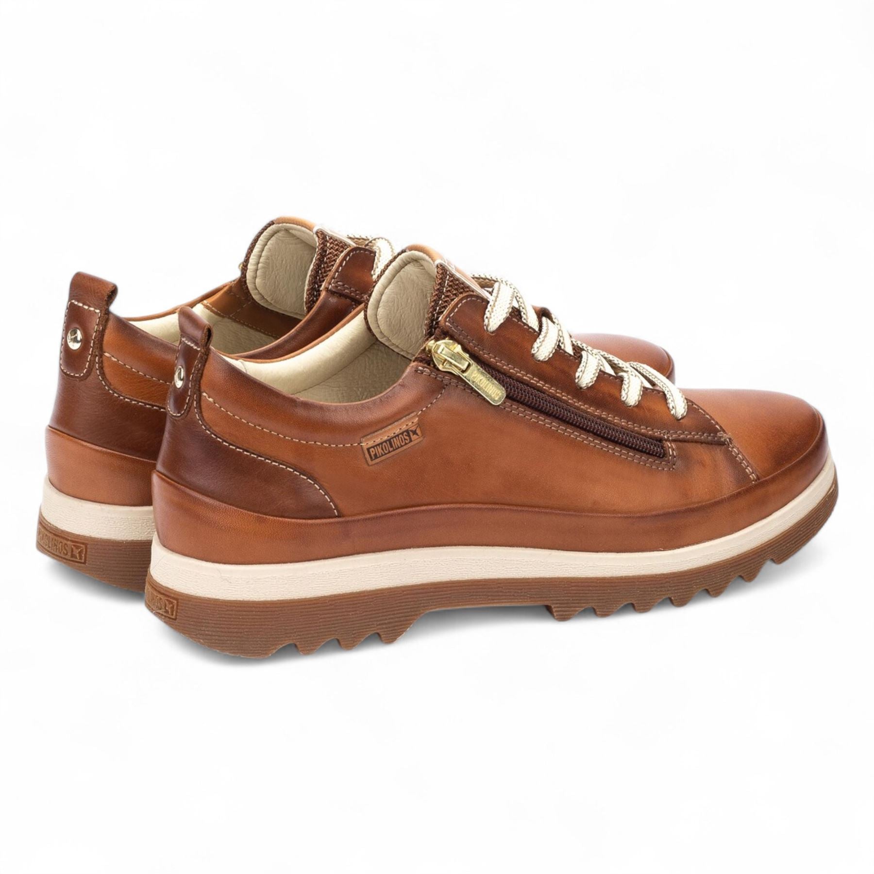 Pikolinos Women’s Brandy Brown Leather Laces & Zipper Trainers - Vigo