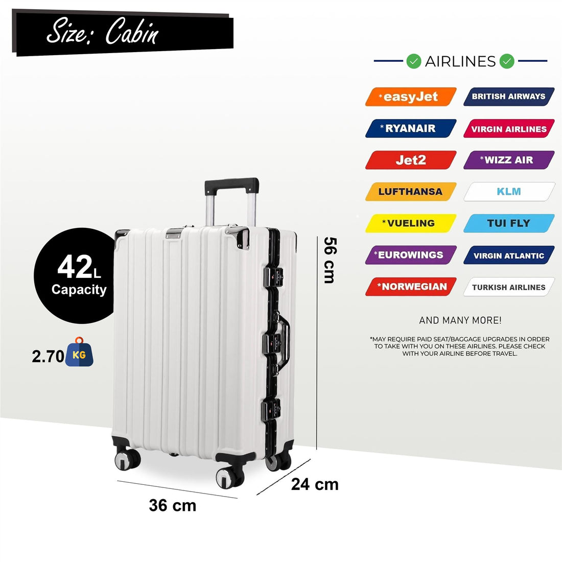 Airdrie Cabin Hard Shell Suitcase in White