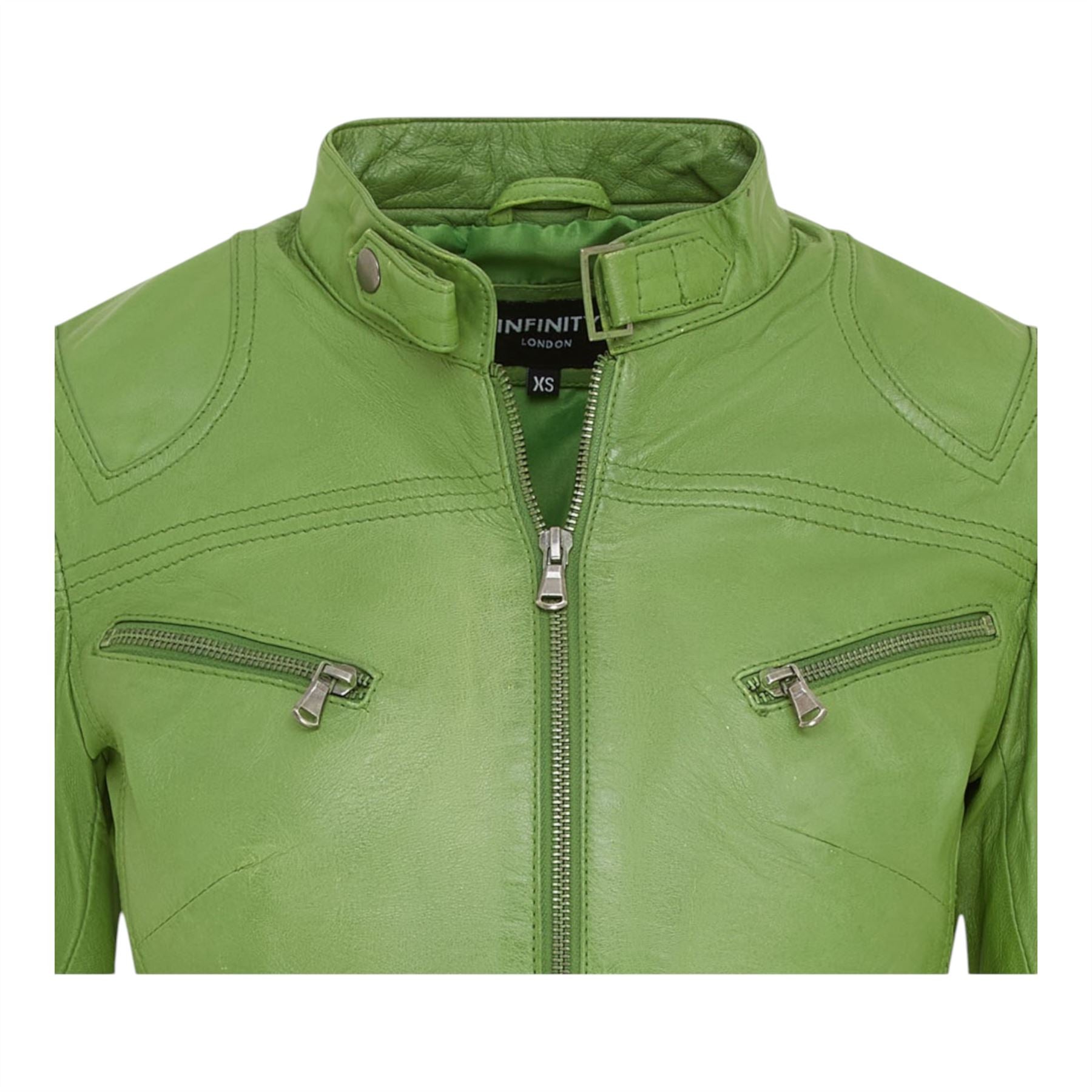 Womens Slim-Fit Leather Biker Jacket-Maldon