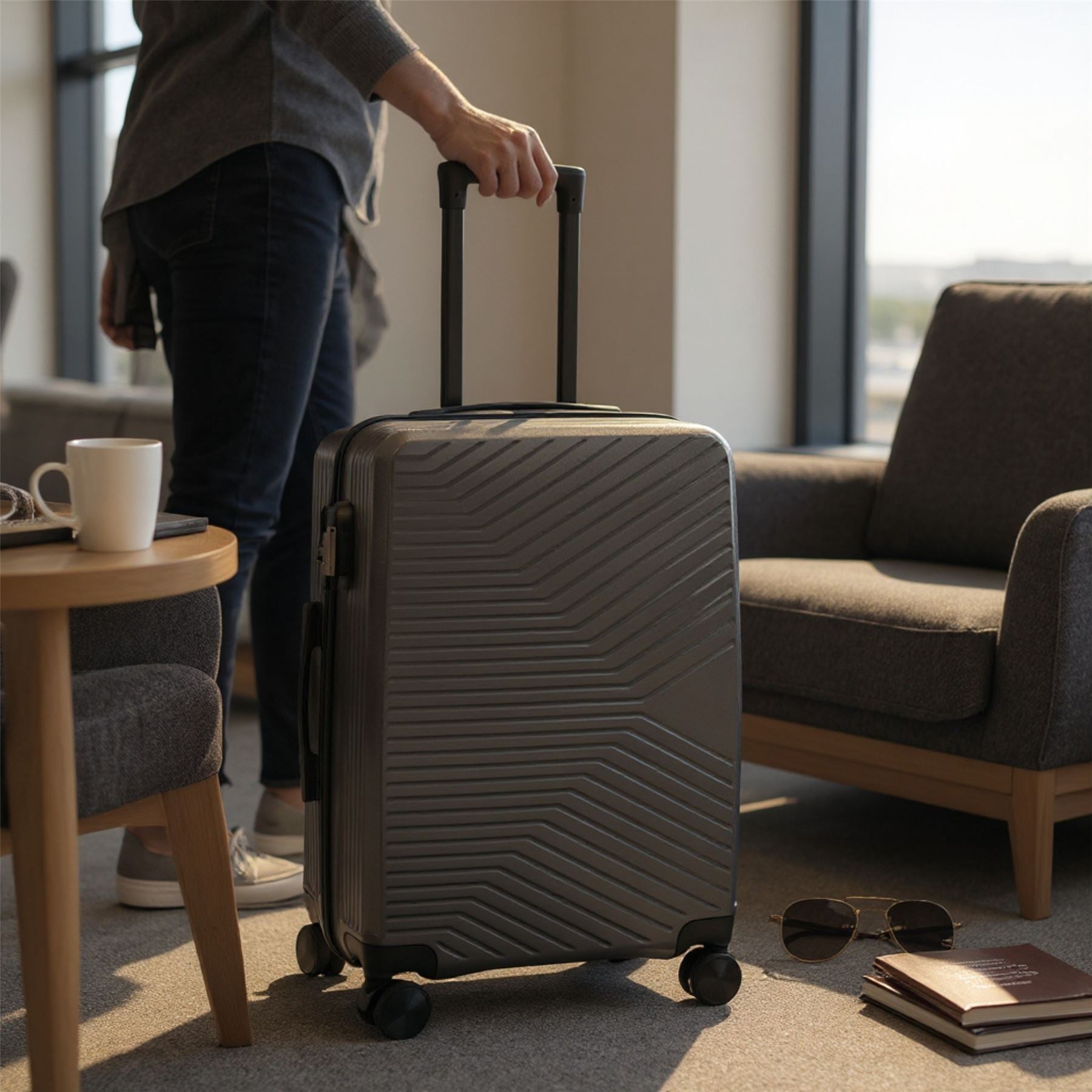 Junee Cabin Hard Shell Suitcase in Charcoal Grey