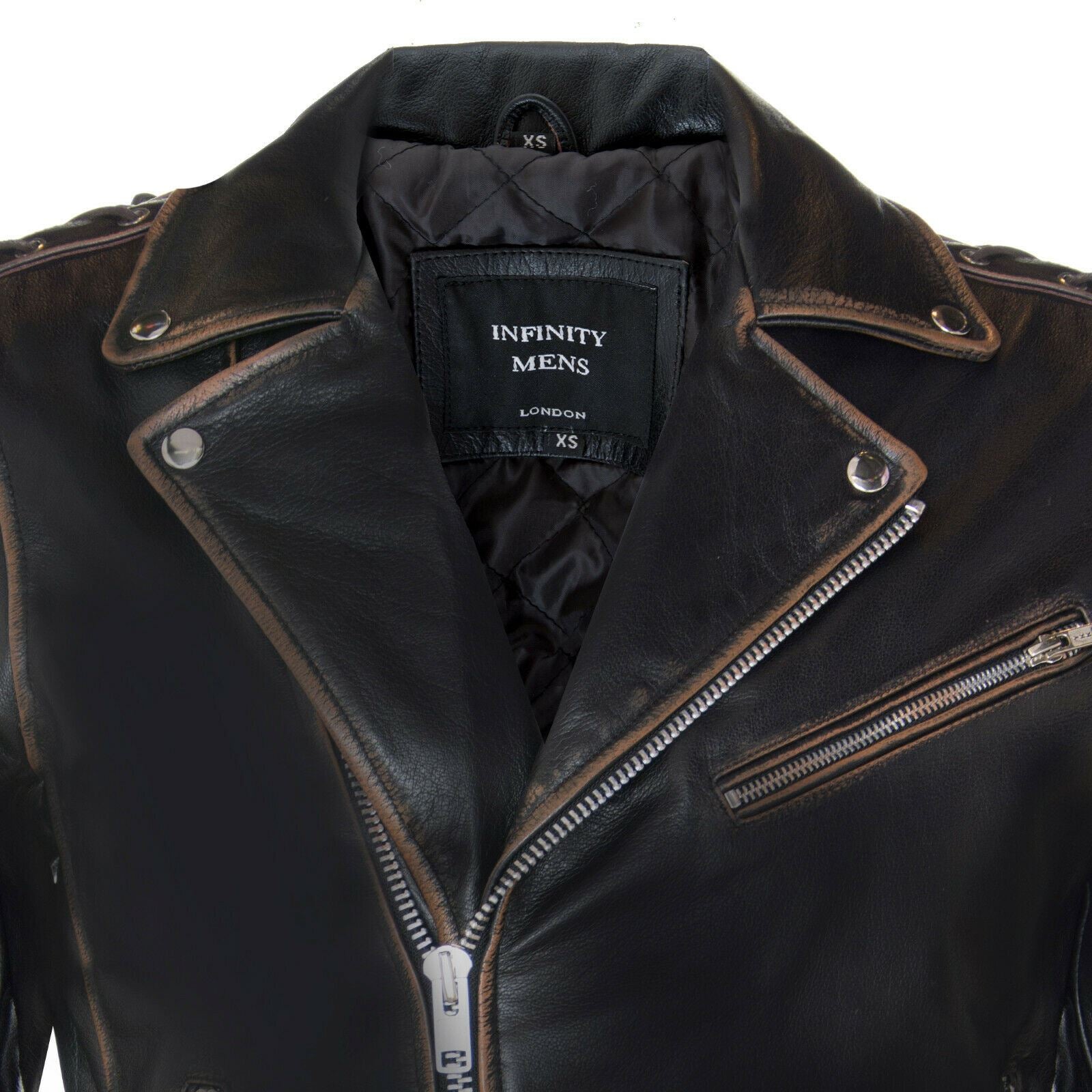 Mens Vintage Brando Leather Biker Jacket-Sandwich