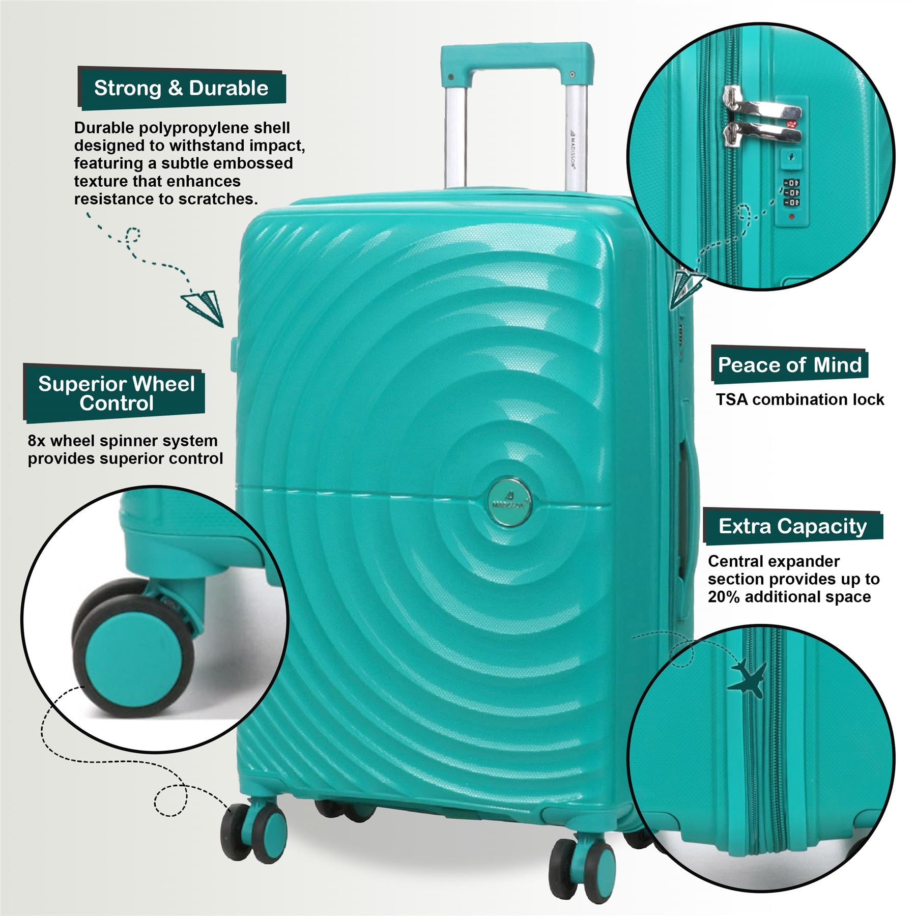 Balranald Set of 3 Hard Shell Suitcase in Aqua Blue