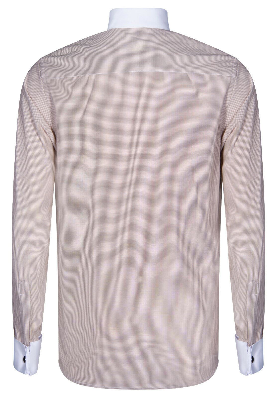 Mens Club Collar Beige Shirt 1920s Peaky Blinders With Bar Poplin Pin Smart