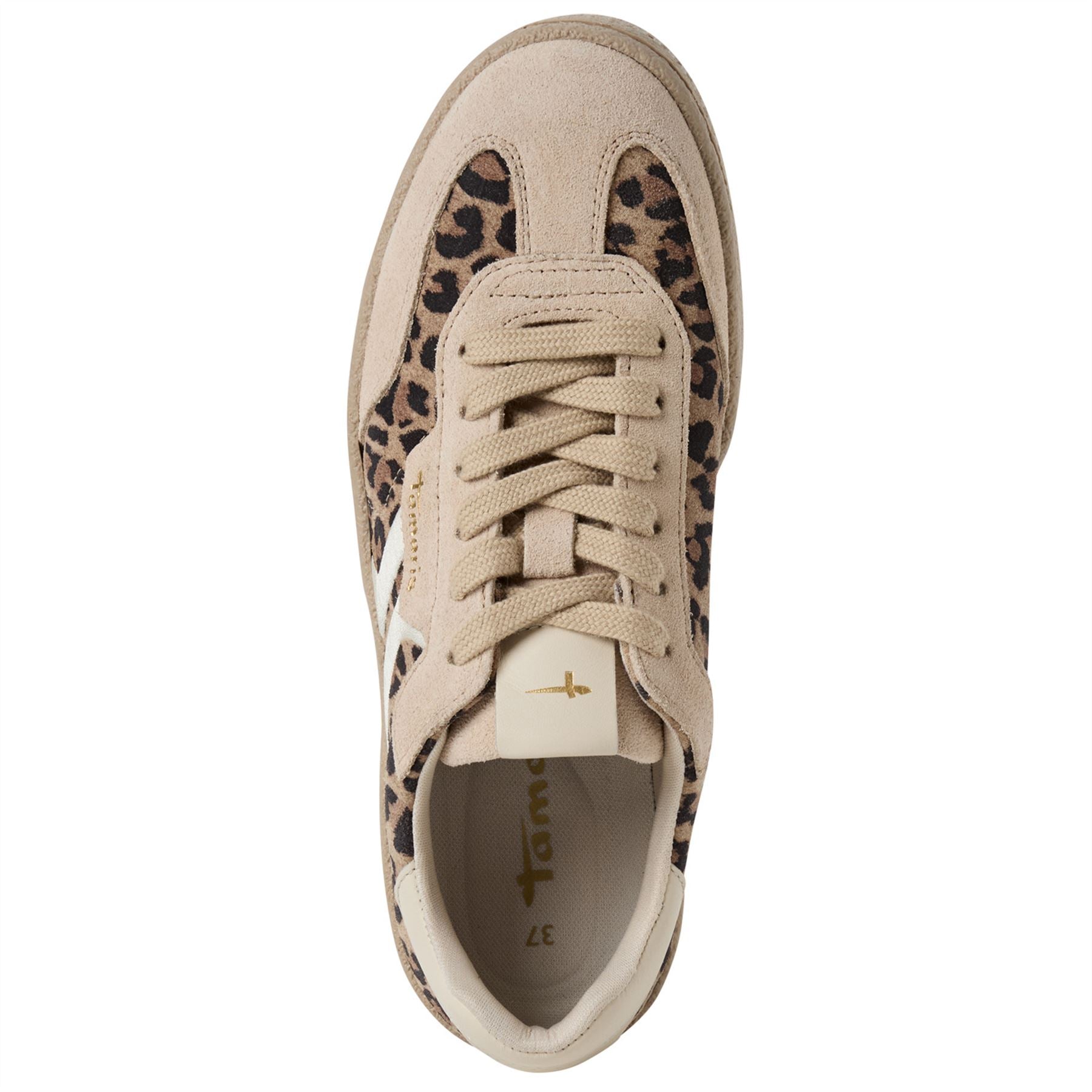 Tamaris Womens Leapord Brown Suede Leather Fashion Lace Up Sneakers