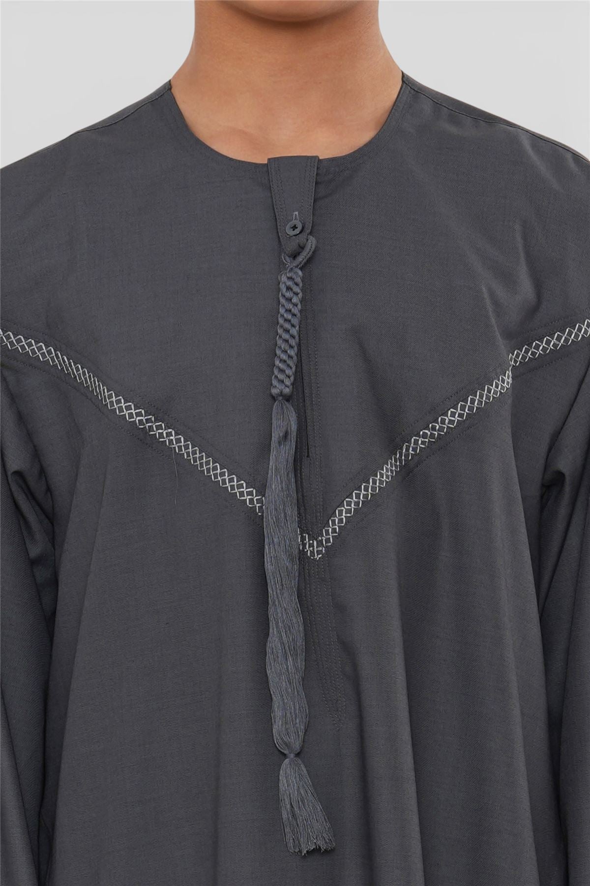 Kids Boys Moroccan Embroidered Djellaba Islamic Jubba Robe Tassel Ramadan Thobe