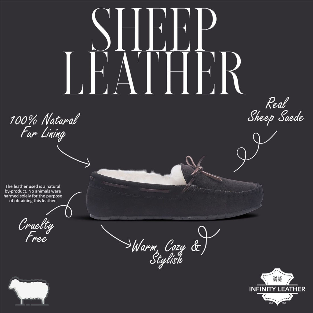 Men’s Brown Genuine Sheepskin Moccasin Winter Slippers - Flint