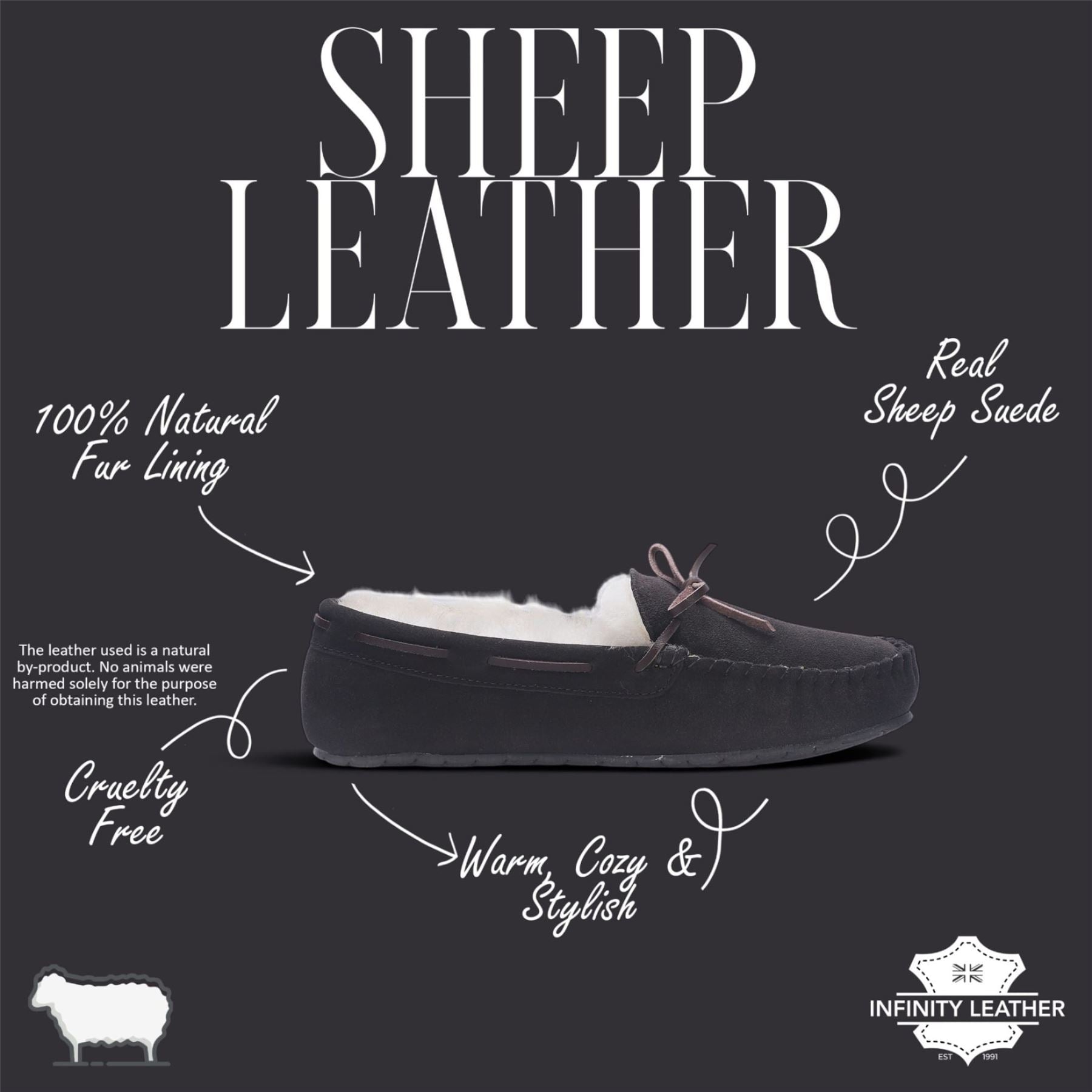 Men’s Brown Genuine Sheepskin Moccasin Winter Slippers - Flint