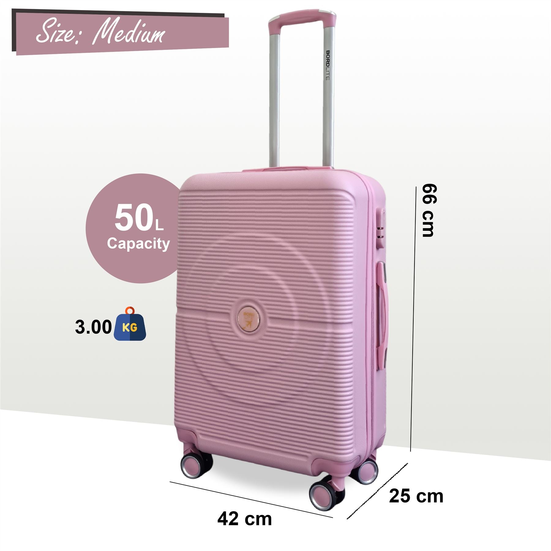 Seto Medium Hard Shell Suitcase in Pink