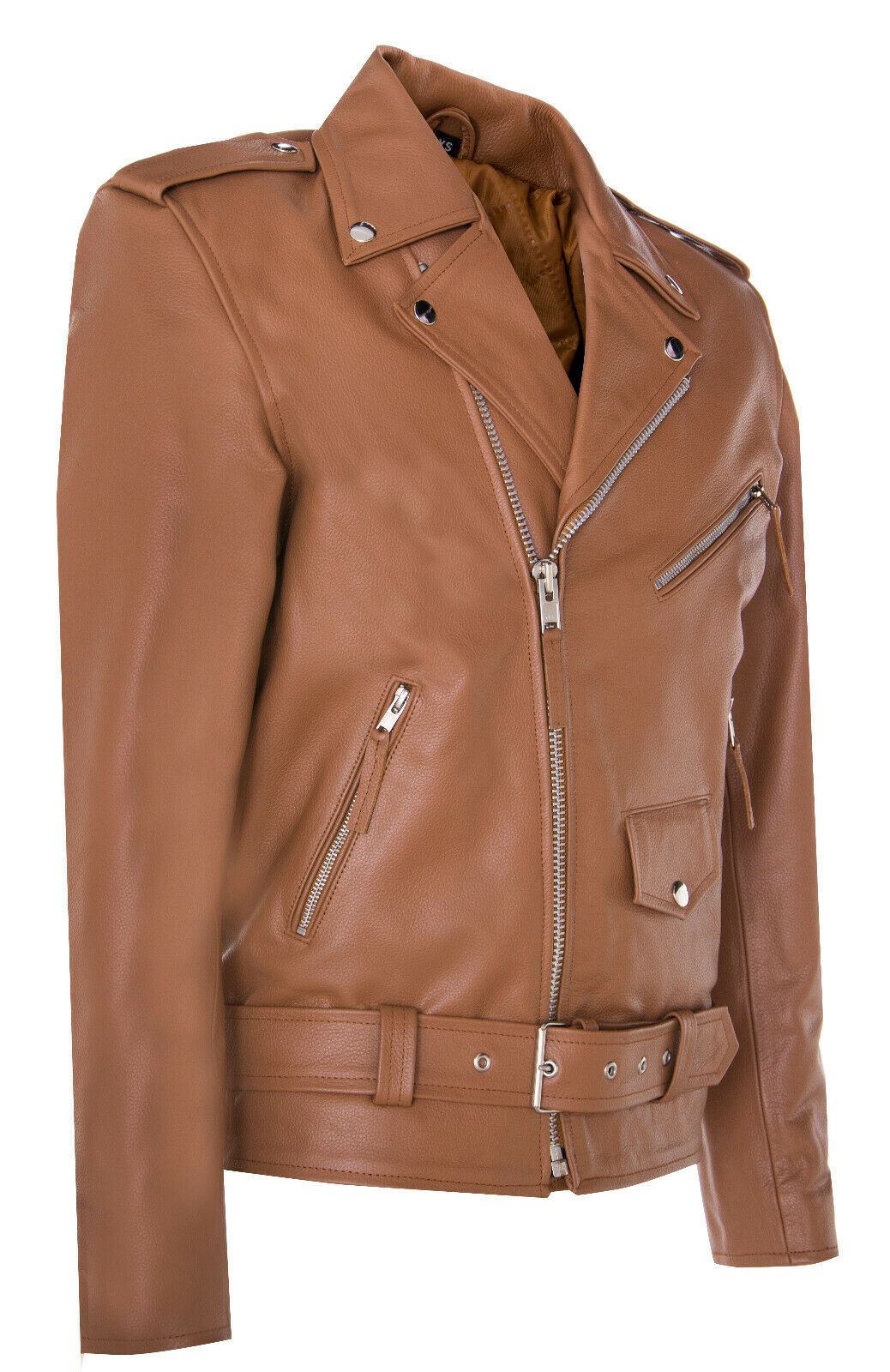 Mens Cow-Hide Brando Biker Jacket -Sandy