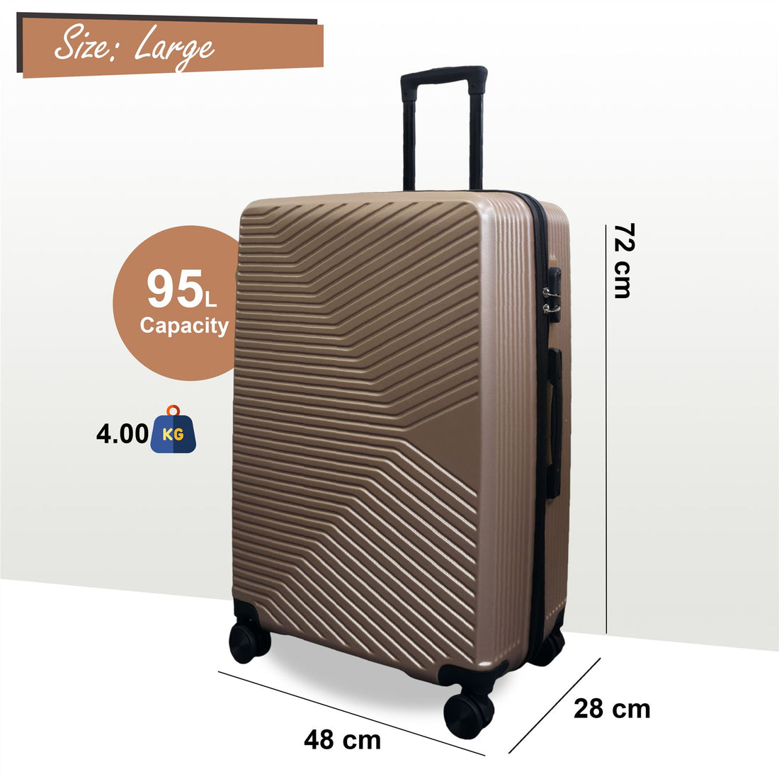 Junee Large Hard Shell Suitcase in Gold