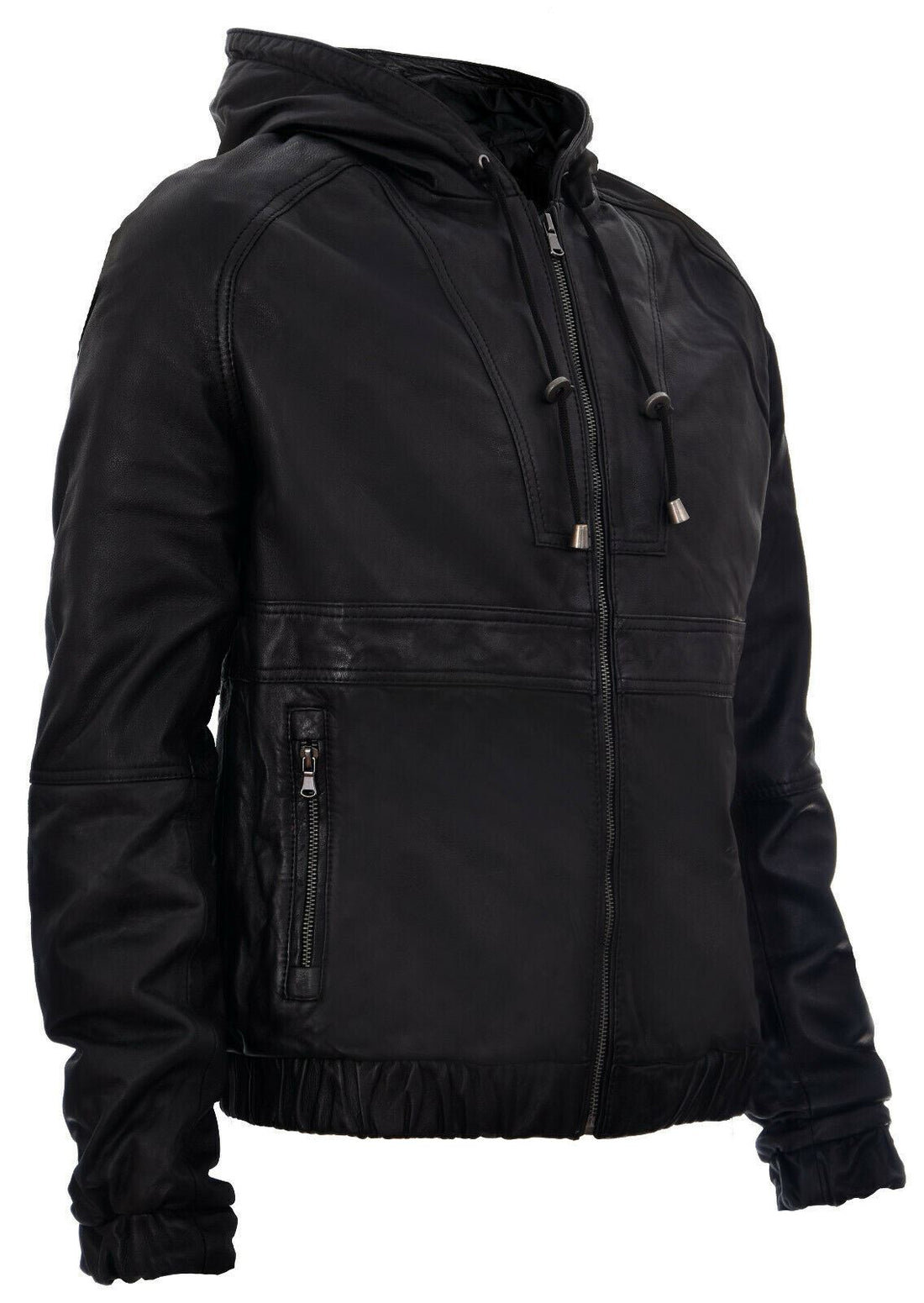 Mens Leather Hooded Bomber Jacket-Chorley - Upperclass Fashions 
