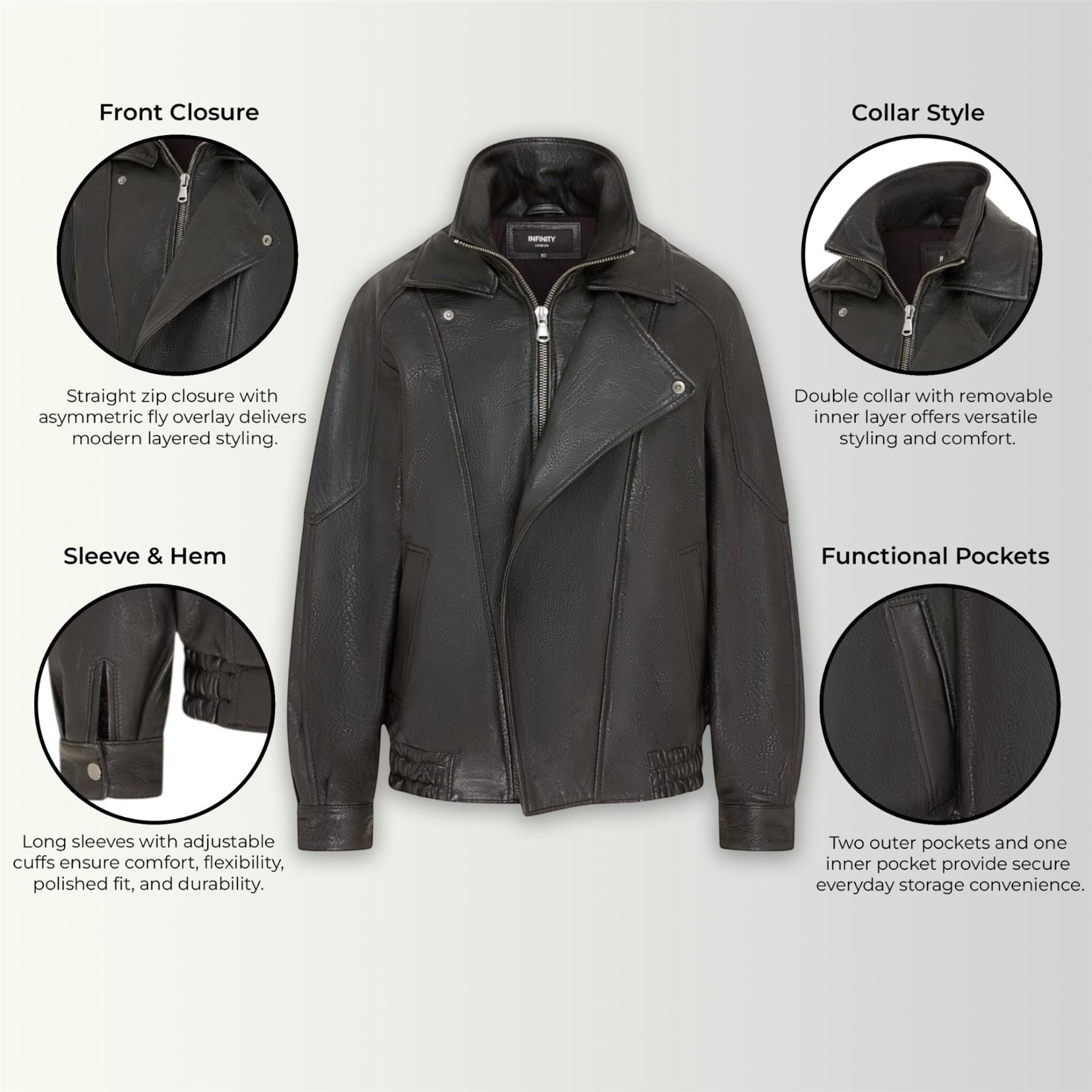 Mens Leather Biker Blouson Jacket - Bomber