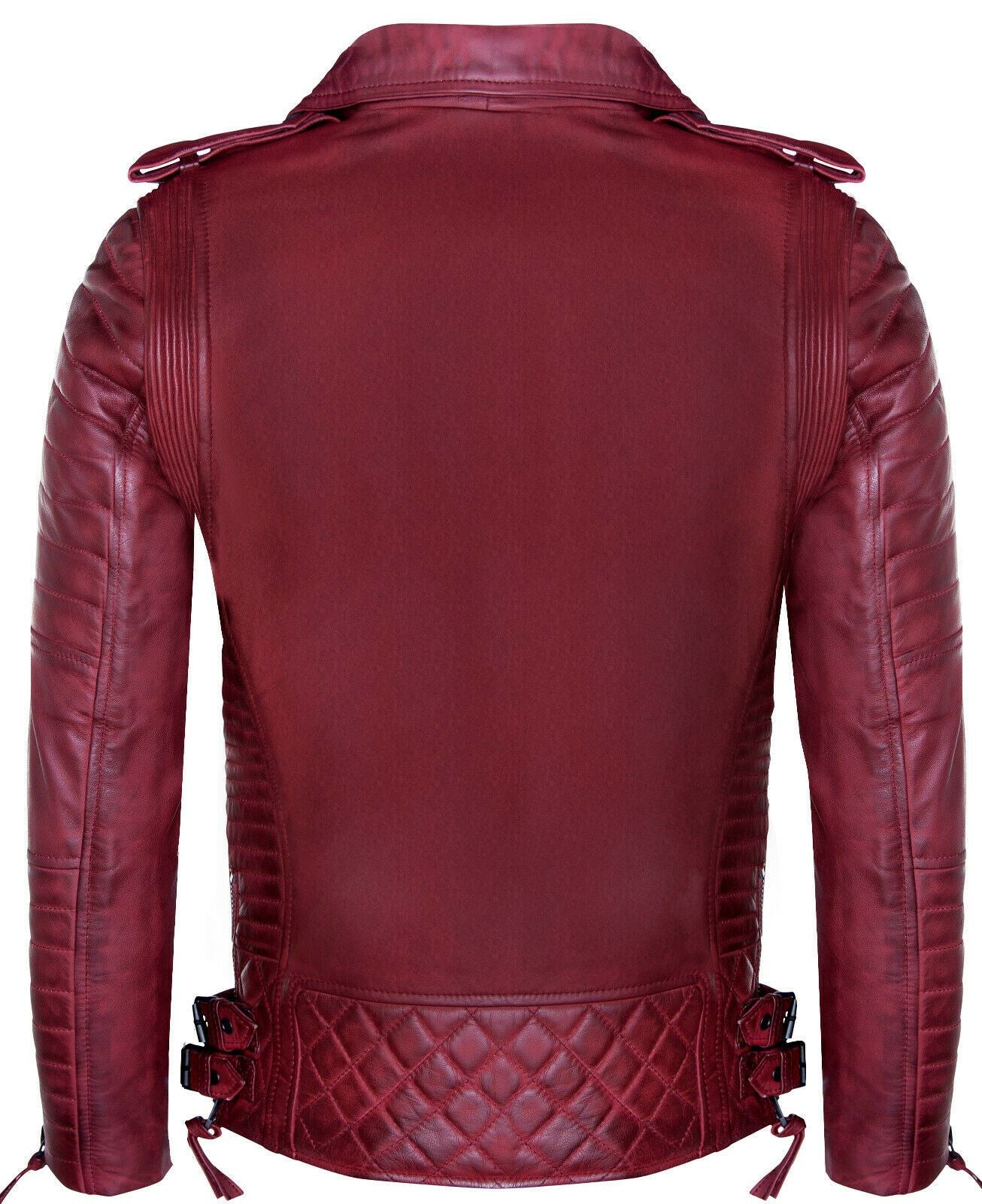 Mens Double Zip Leather Biker Jacket-Sandbach