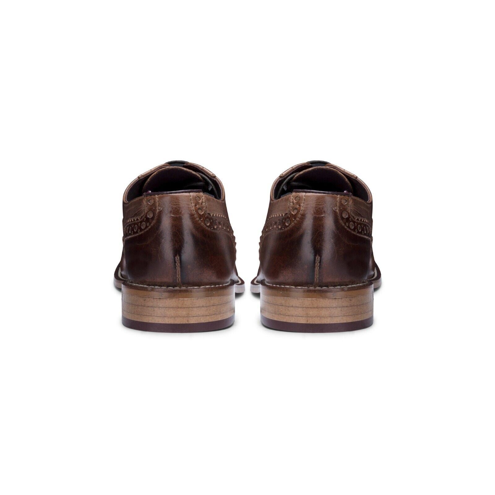 Mens Classic Oxford Chestnut-Brown Leather Gatsby Brogue Shoes