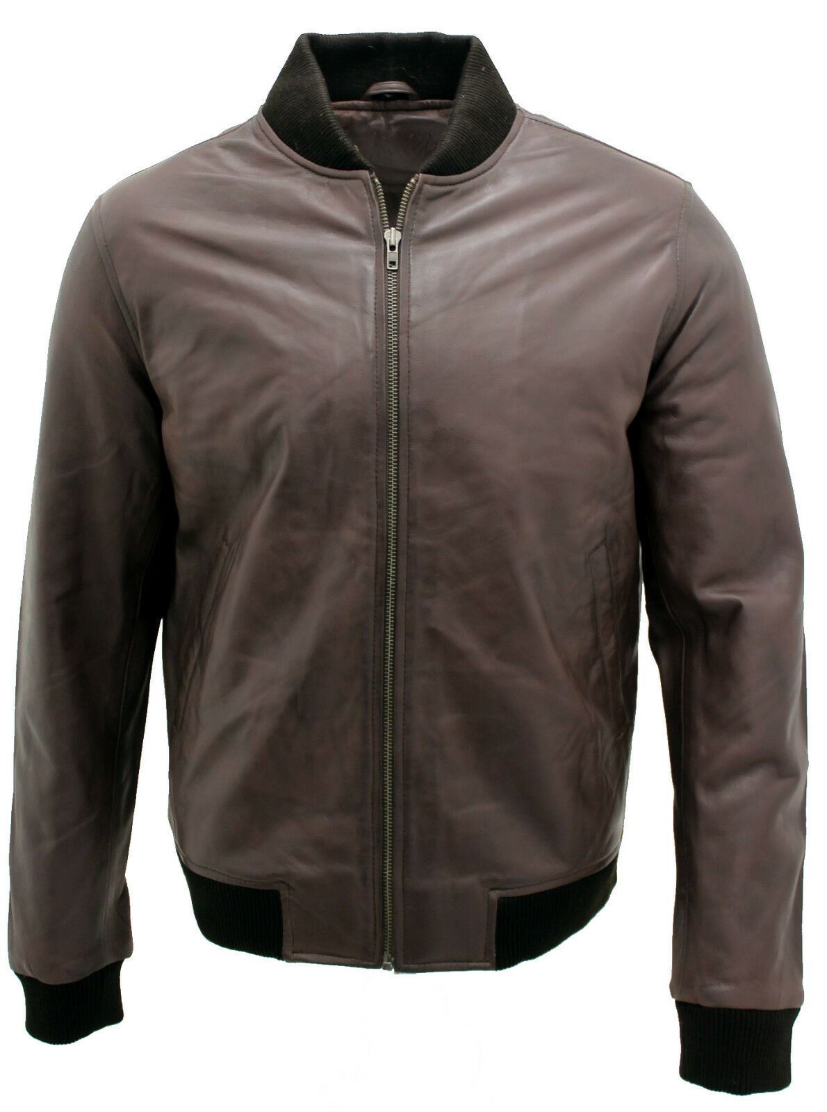 Mens Varsity Leather Bomber Jacket-Camelford - Upperclass Fashions
