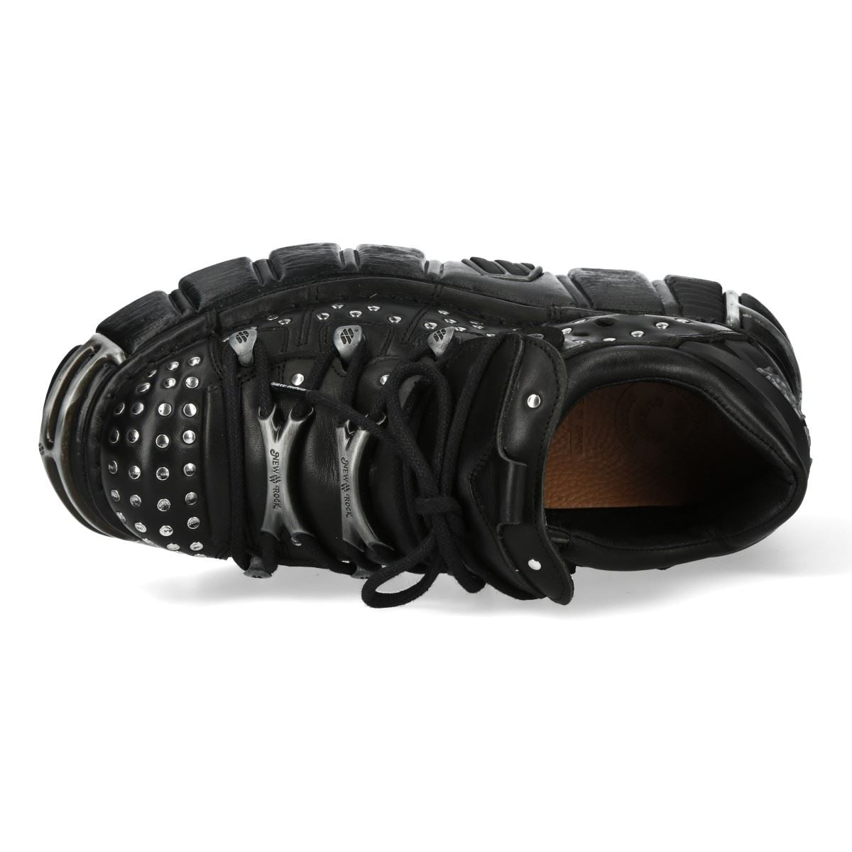 New Rock M-120NR-C1 Black Leather Gothic Platform Ankle Boots