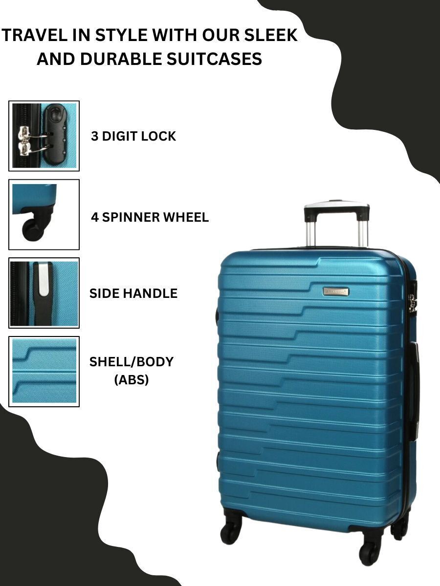 Robust Lightweight Blue Hard shell Suitcase 4 Wheel Luggage - Upperclass Fashions