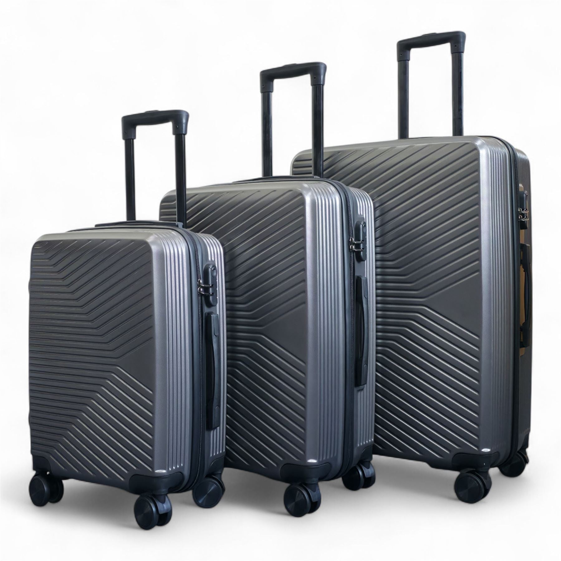 Junee Set of 3 Hard Shell Suitcase in Charcoal Grey