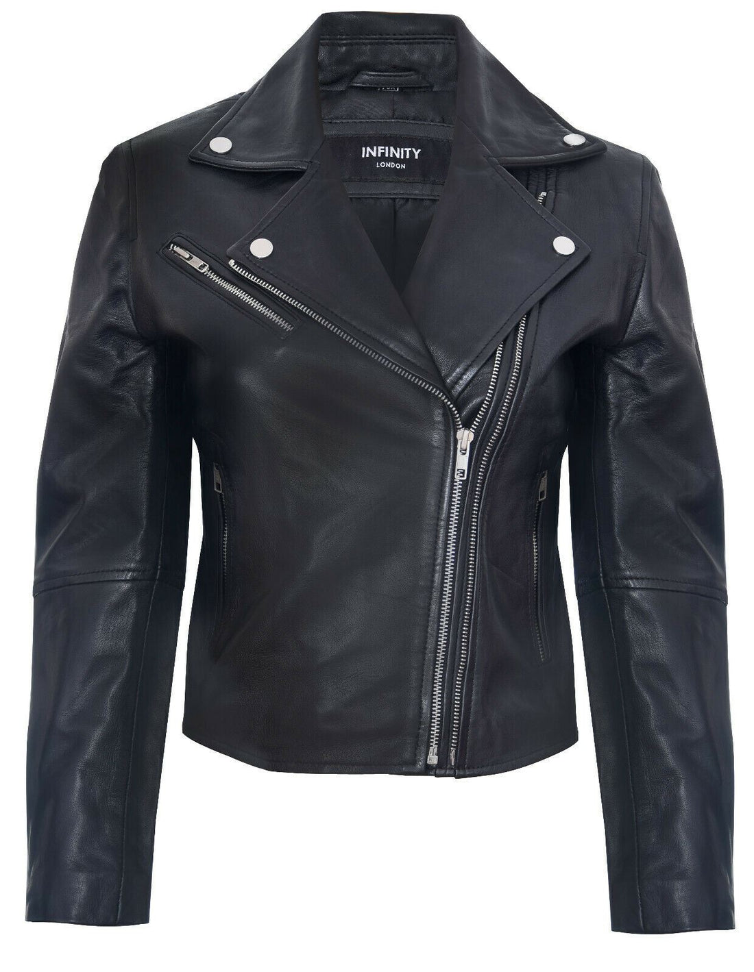 Womens Red Leather Retro Biker Jacket-Madeley - Upperclass Fashions 