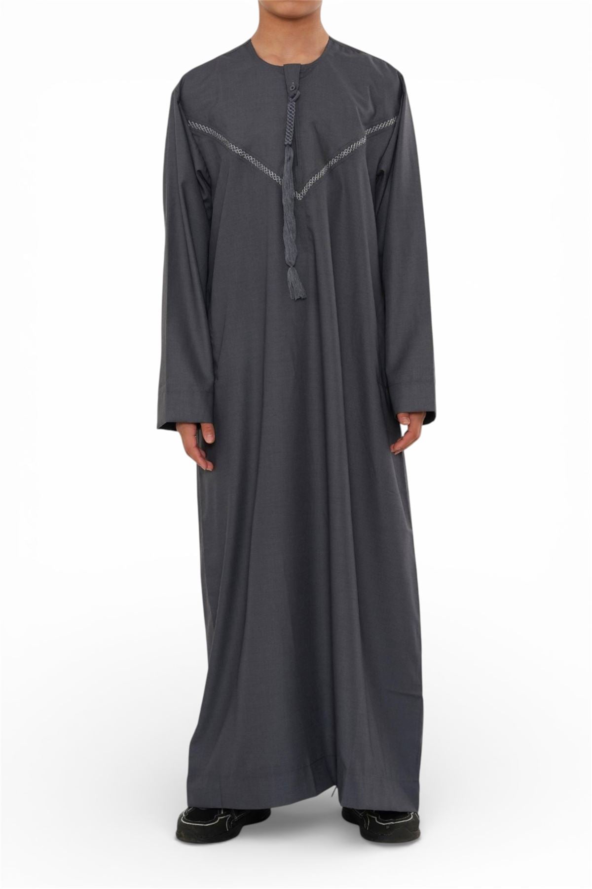 Kids Boys Moroccan Embroidered Djellaba Islamic Jubba Robe Tassel Ramadan Thobe