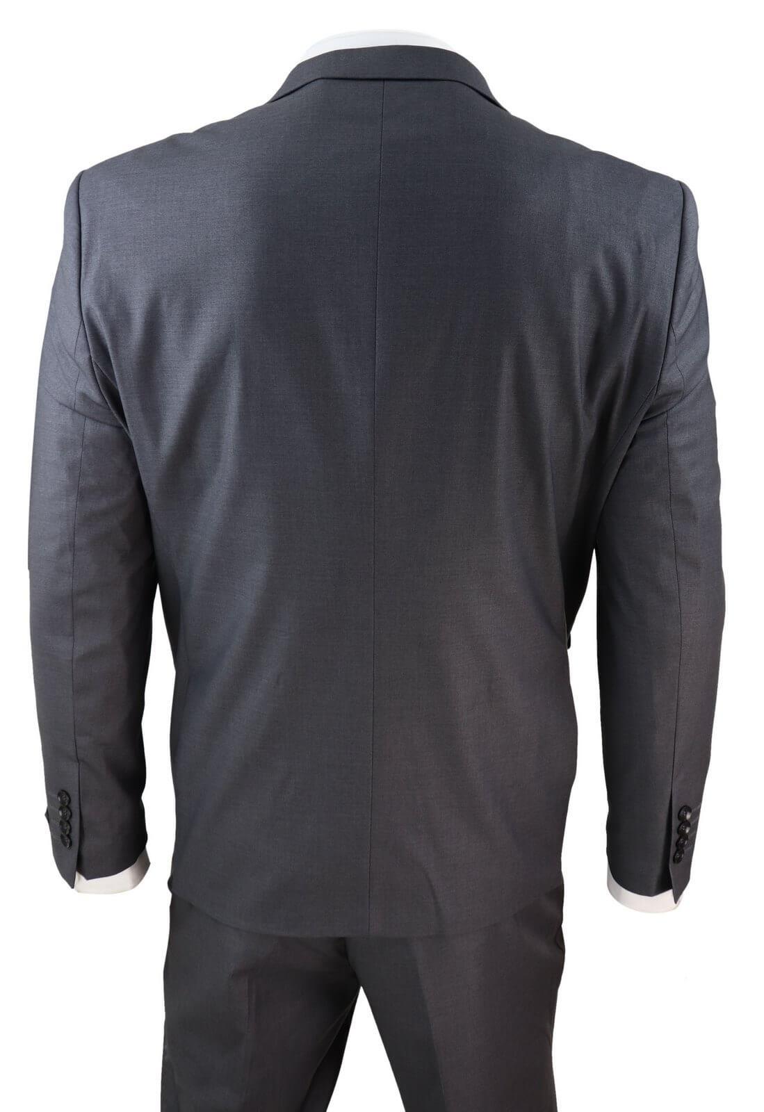 New Mens 3 Piece Suit Plain charcoal Classic Tailored Fit Smart Casual 1920s Formal