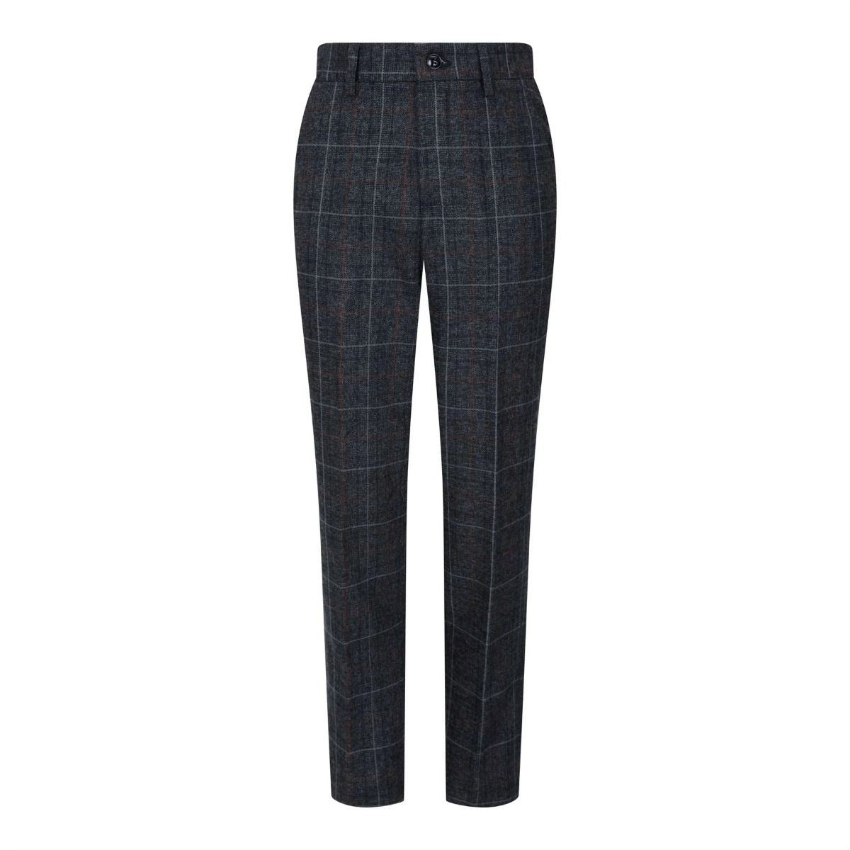 Boys 3 Piece Charcoal Grey Tweed Check Vintage Retro Suit