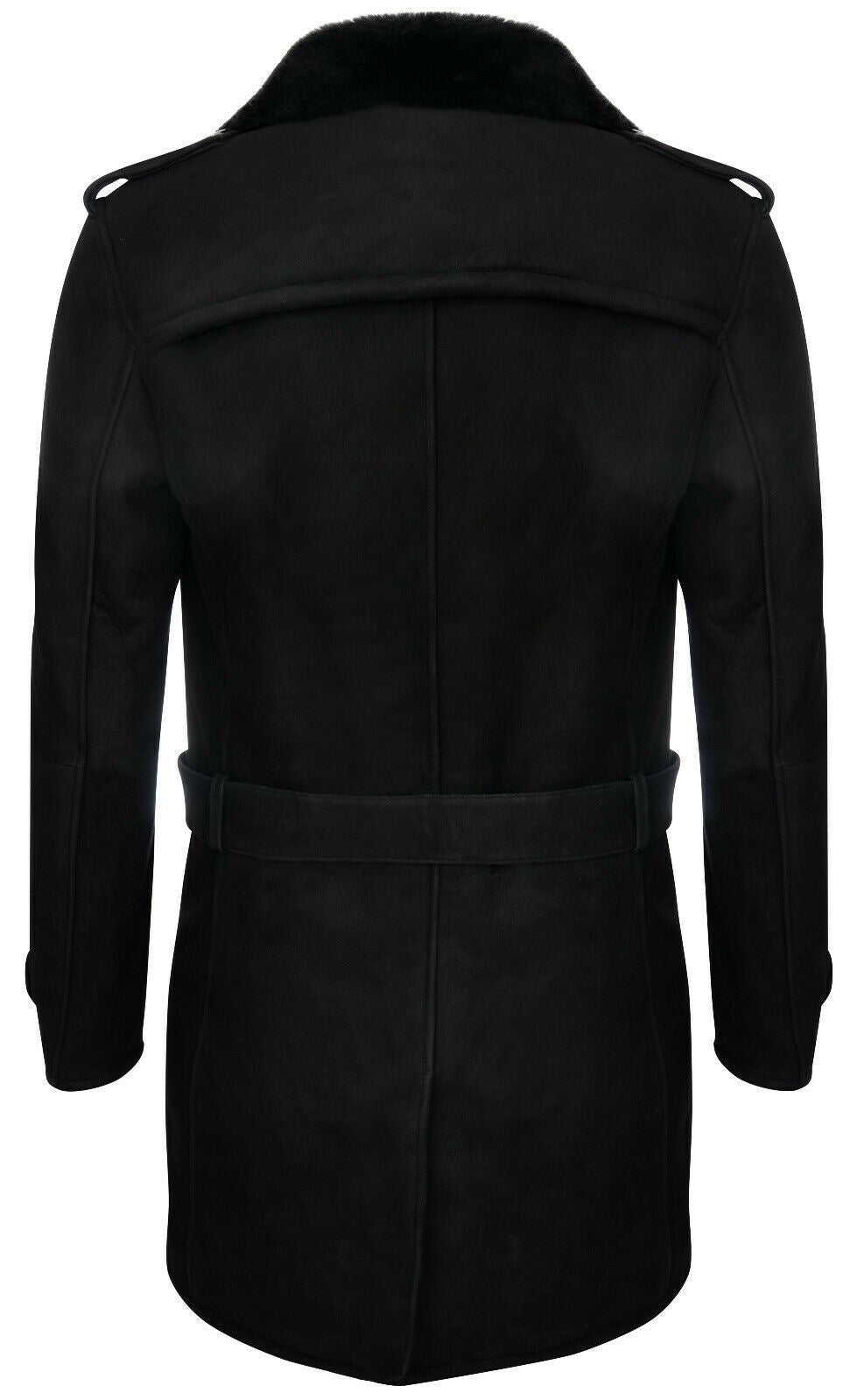 Mens Suede Sheepskin Double Breasted Coat-Kempston