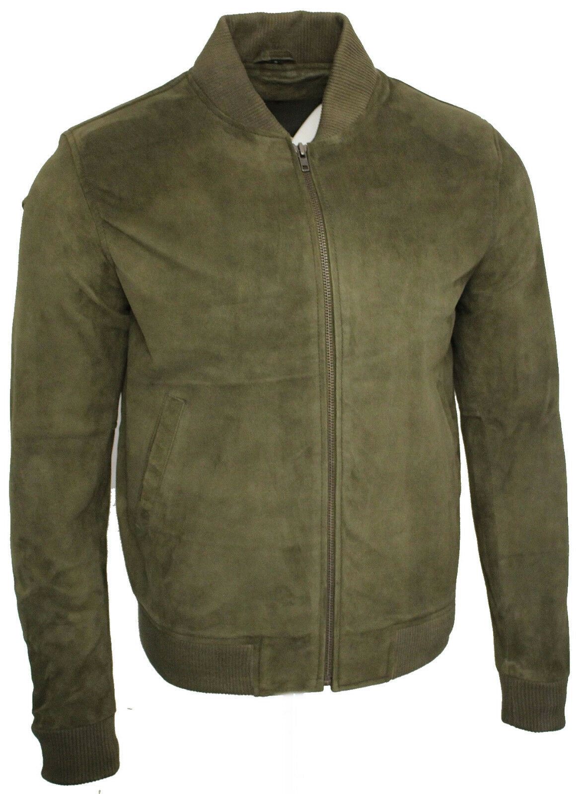 Mens Suede Varsity Leather Bomber Jacket-Castleford - Upperclass Fashions