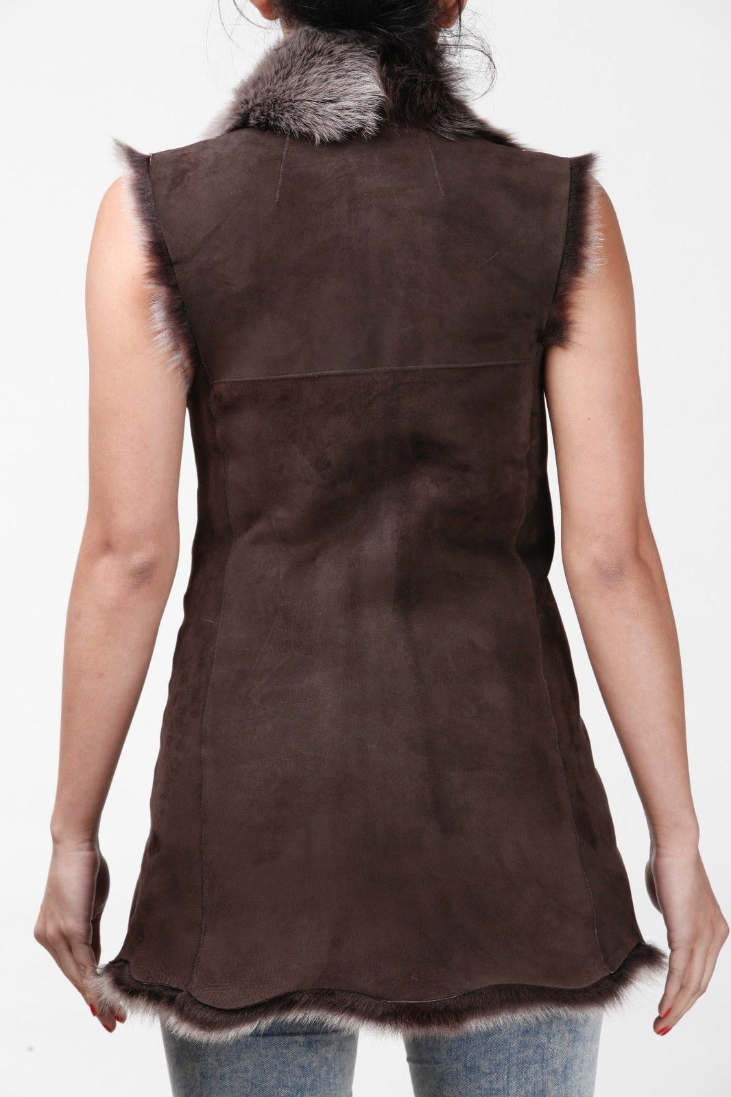 Womens Warmer Toscana Sheepskin Long Gilet-Seaford