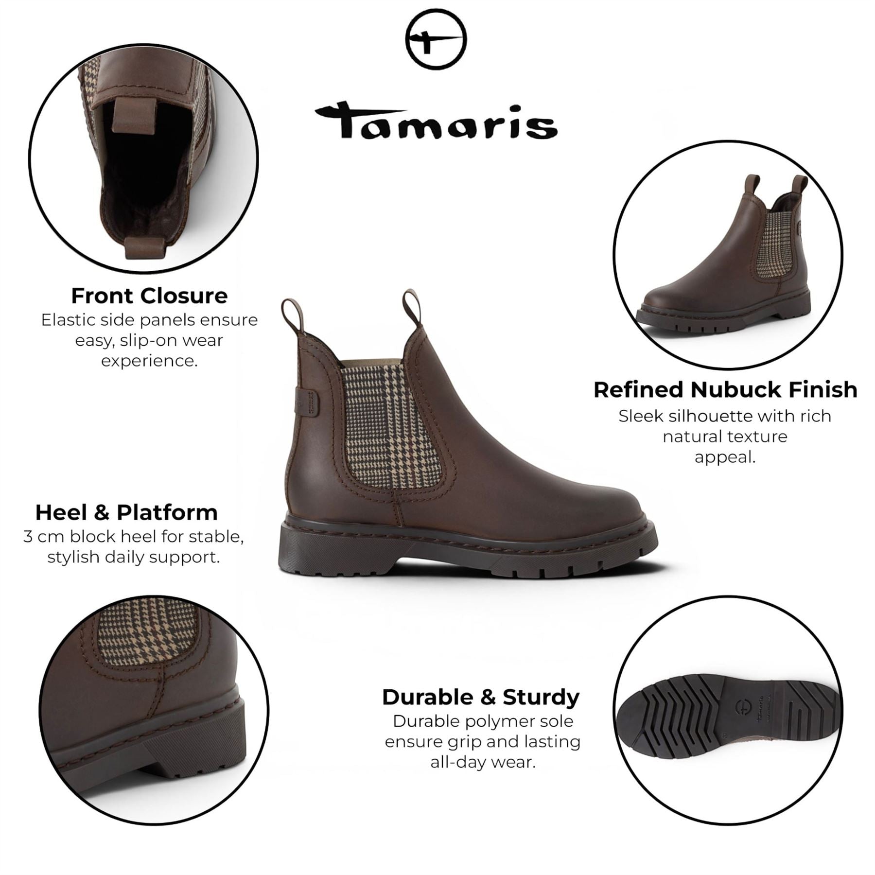 Tamaris Womens Black Leather Classic Chelsea Ankle Boots - 25829-43