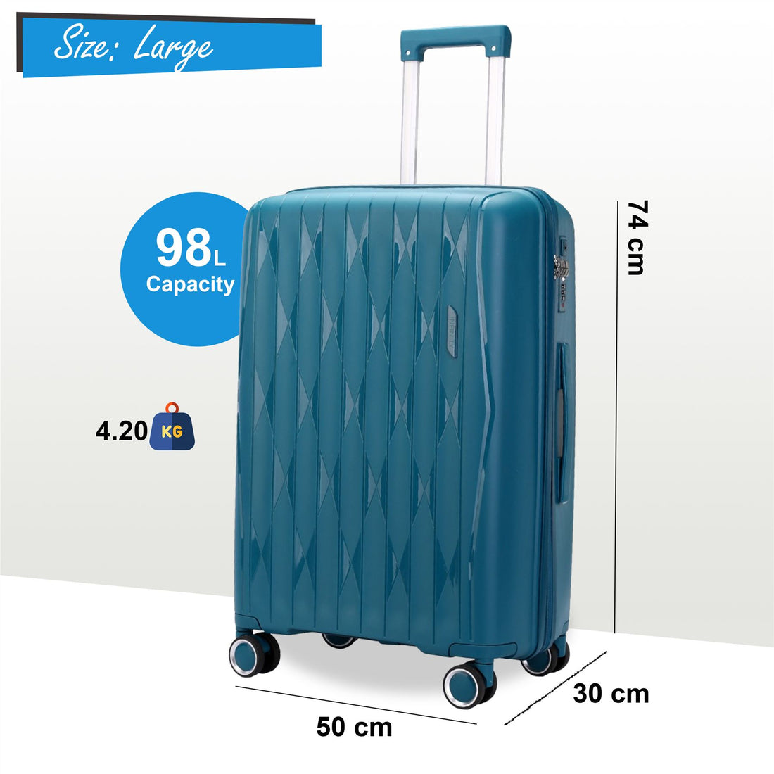 Burnaby Large Hard Shell Suitcase in Teal Blue