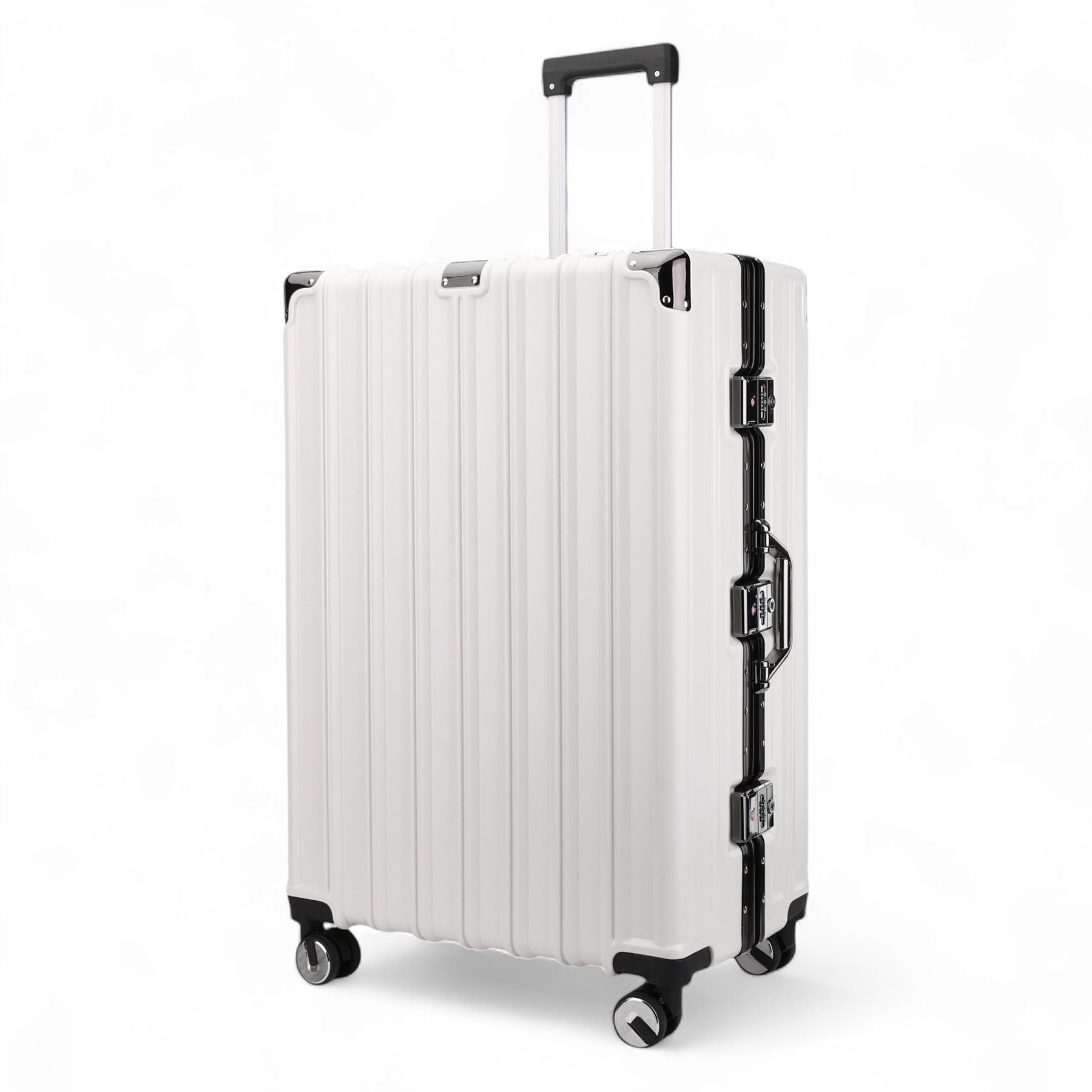 Hardshell Pink Suitcase Set Robust 8 Wheel Luggage Cabin Case Bag - IL-PC-ALLOY-WHITE