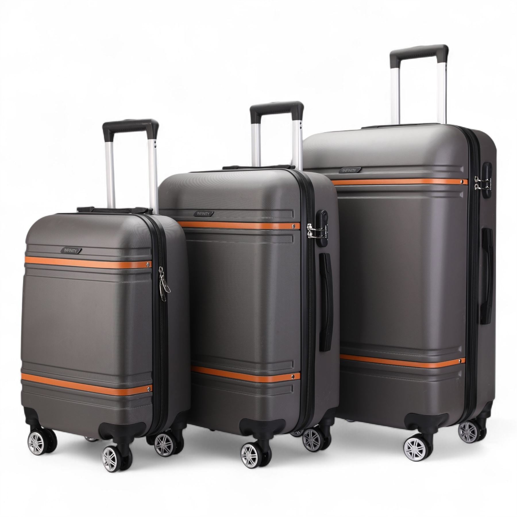Calgary Set of 3 Hard Shell Suitcase in Charcoal Black