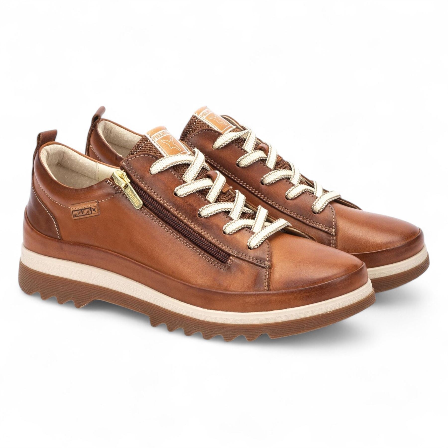 Pikolinos Women’s Brandy Brown Leather Laces & Zipper Trainers - Vigo
