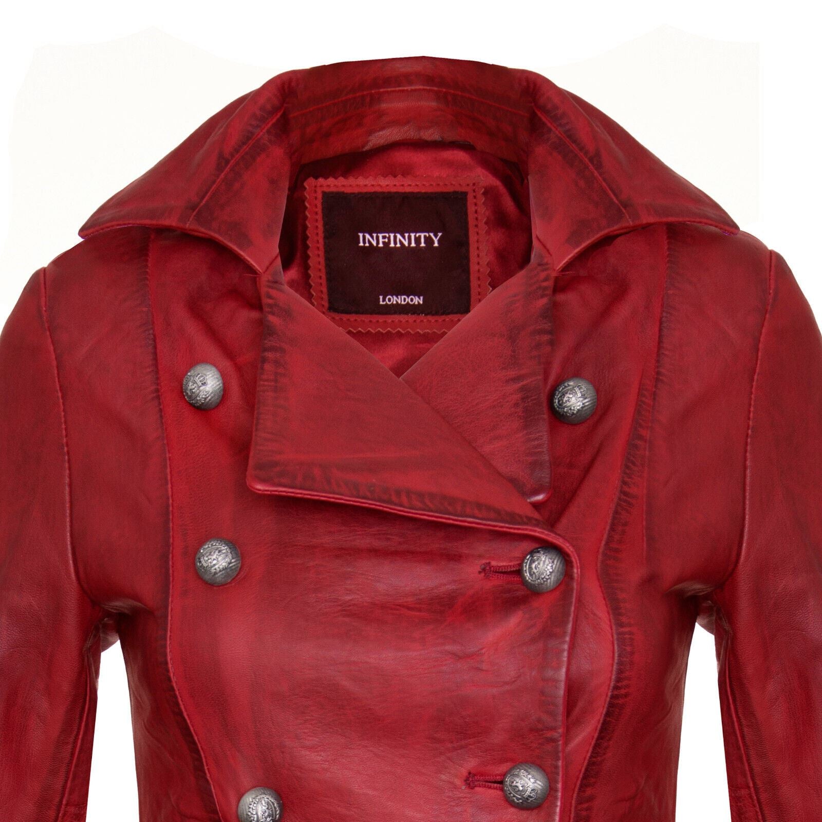 Womens Goth Leather Edwardian Flare Coat-Rushmoor